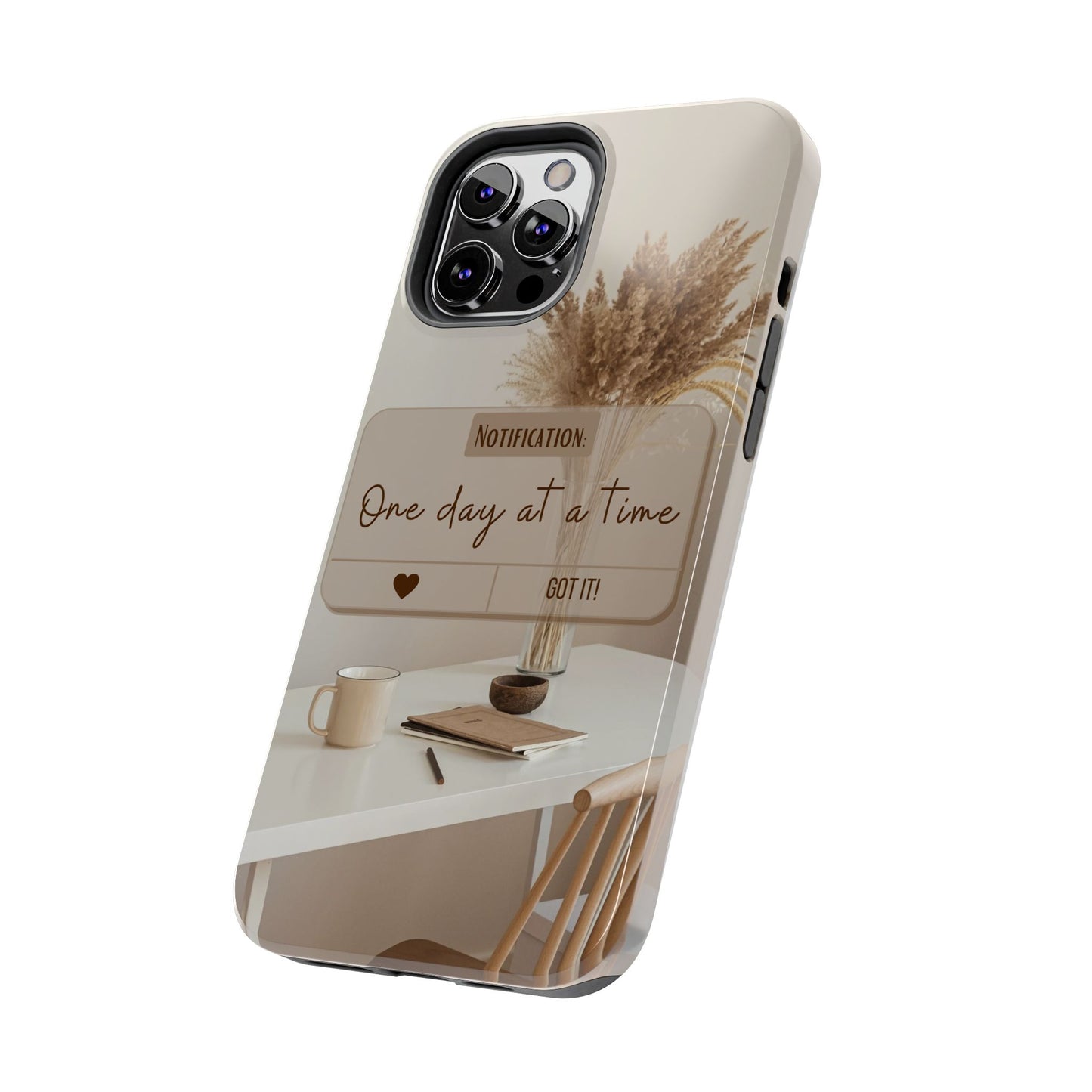 Motivational Tough Phone Cases - One Day at a Time, Durable Cases for Daily Inspiration, Gift for Students and Professionals