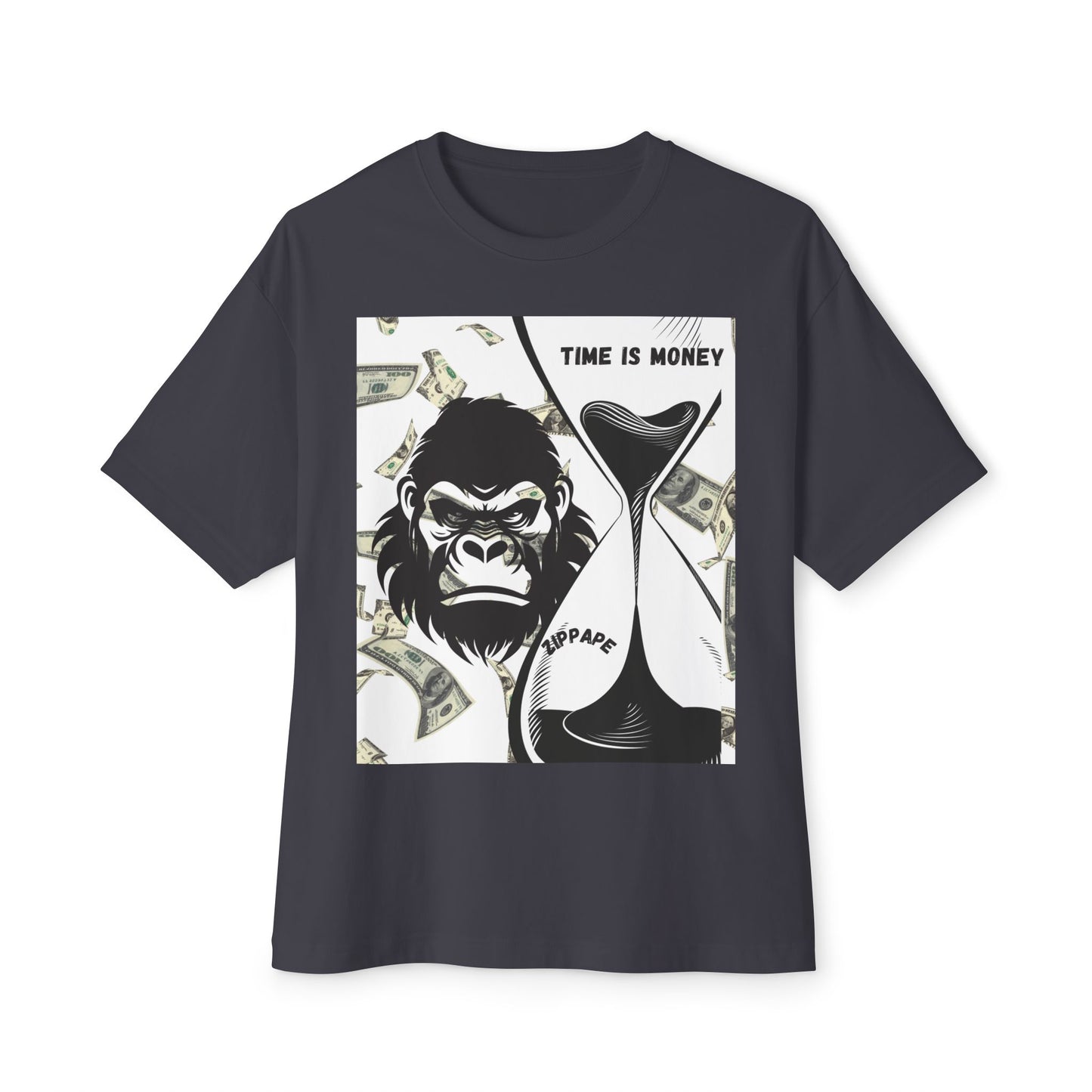 Trendy Gorilla Graphic Tee, Unisex Boxy Shirt for Casual Style, Time is Money Tee, Perfect Gift for Friends, Statement Streetwear