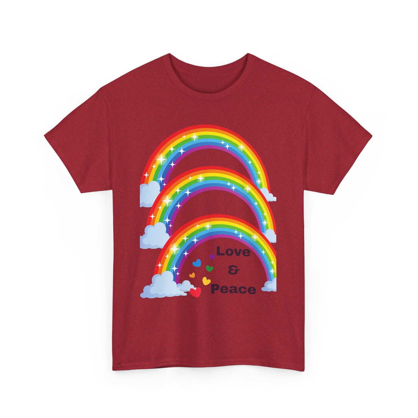 Unisex Rainbow Love & Peace Tee, Casual T-Shirt, Gift for Peace Lovers, Relaxed Fit Tee, Positive Vibes Apparel, Fun Summer Shirt