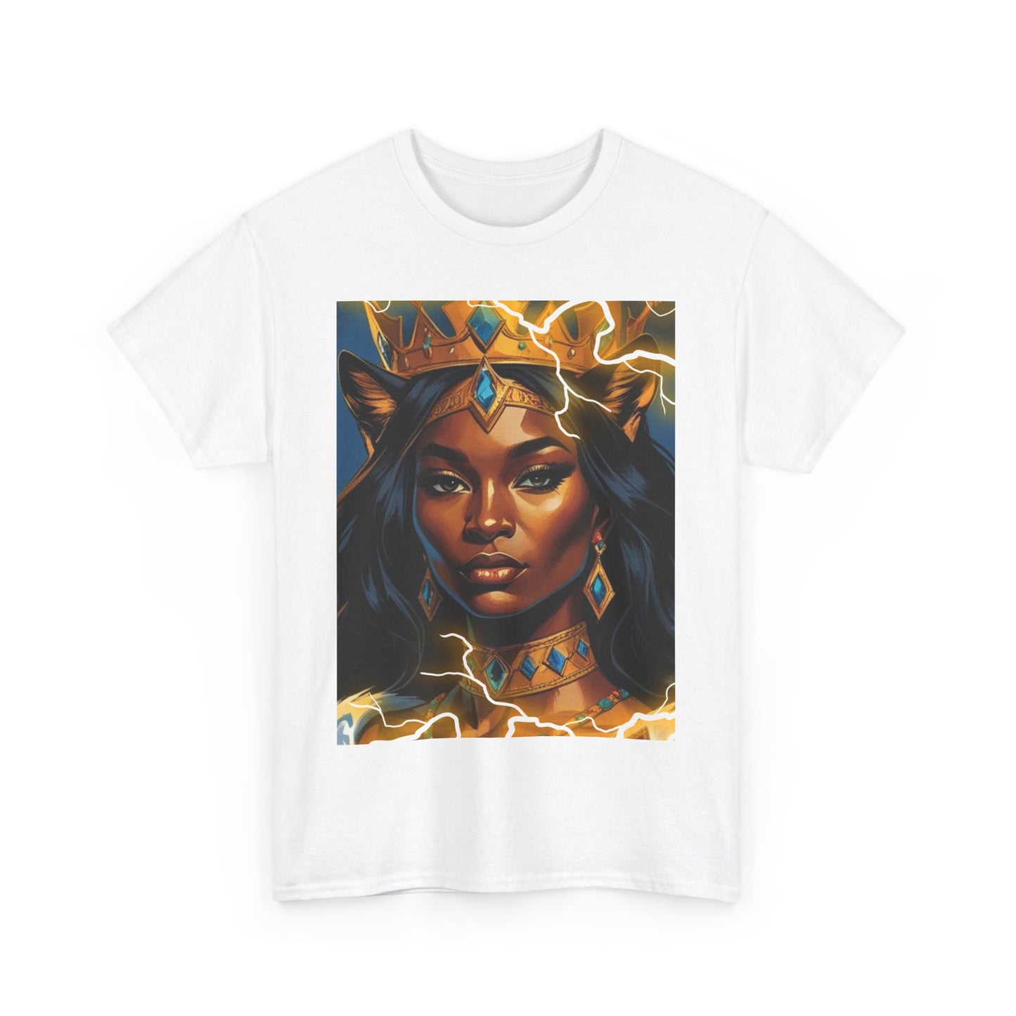 Empowered Queen Graphic Tee, Unisex Heavy Cotton Tee, Bold Women's Apparel, Unique Gift Idea, Art-Inspired T-Shirt, Everyday Wear