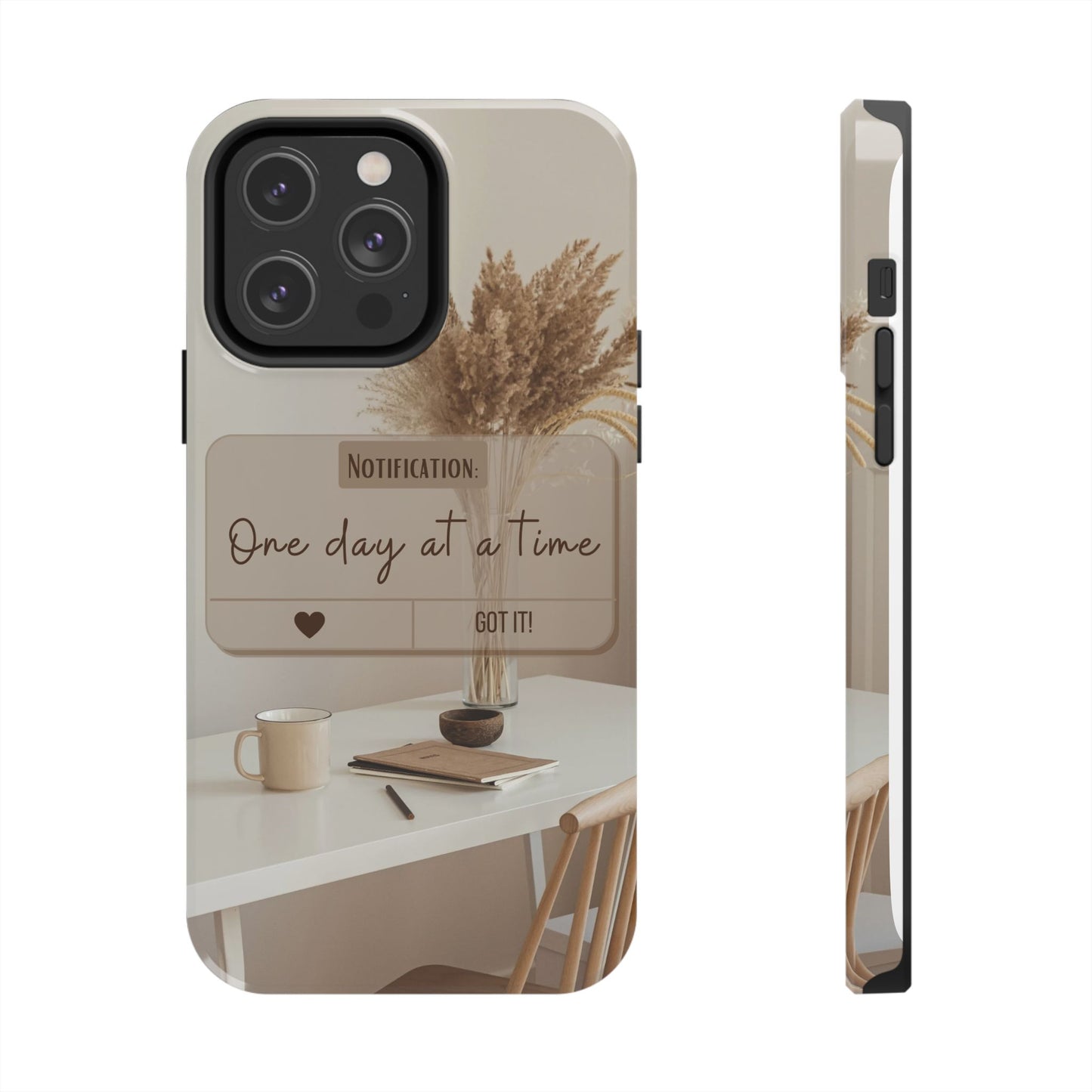 Motivational Tough Phone Cases - One Day at a Time, Durable Cases for Daily Inspiration, Gift for Students and Professionals