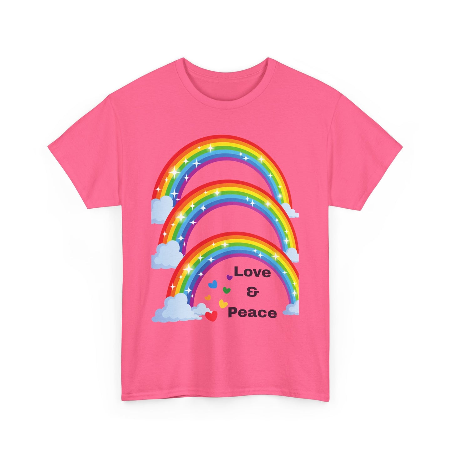 Unisex Rainbow Love & Peace Tee, Casual T-Shirt, Gift for Peace Lovers, Relaxed Fit Tee, Positive Vibes Apparel, Fun Summer Shirt