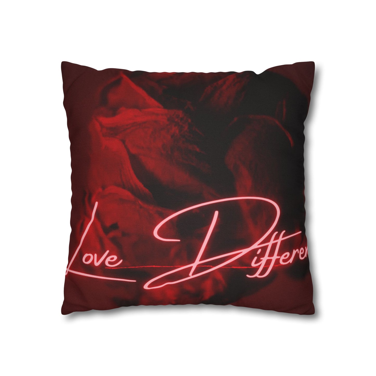 Romantic Neon Quote Pillowcase, Love Different Decor, Cozy Home Accessory, Gift for Couples, Bedroom Decor, Valentine's Day Decoration