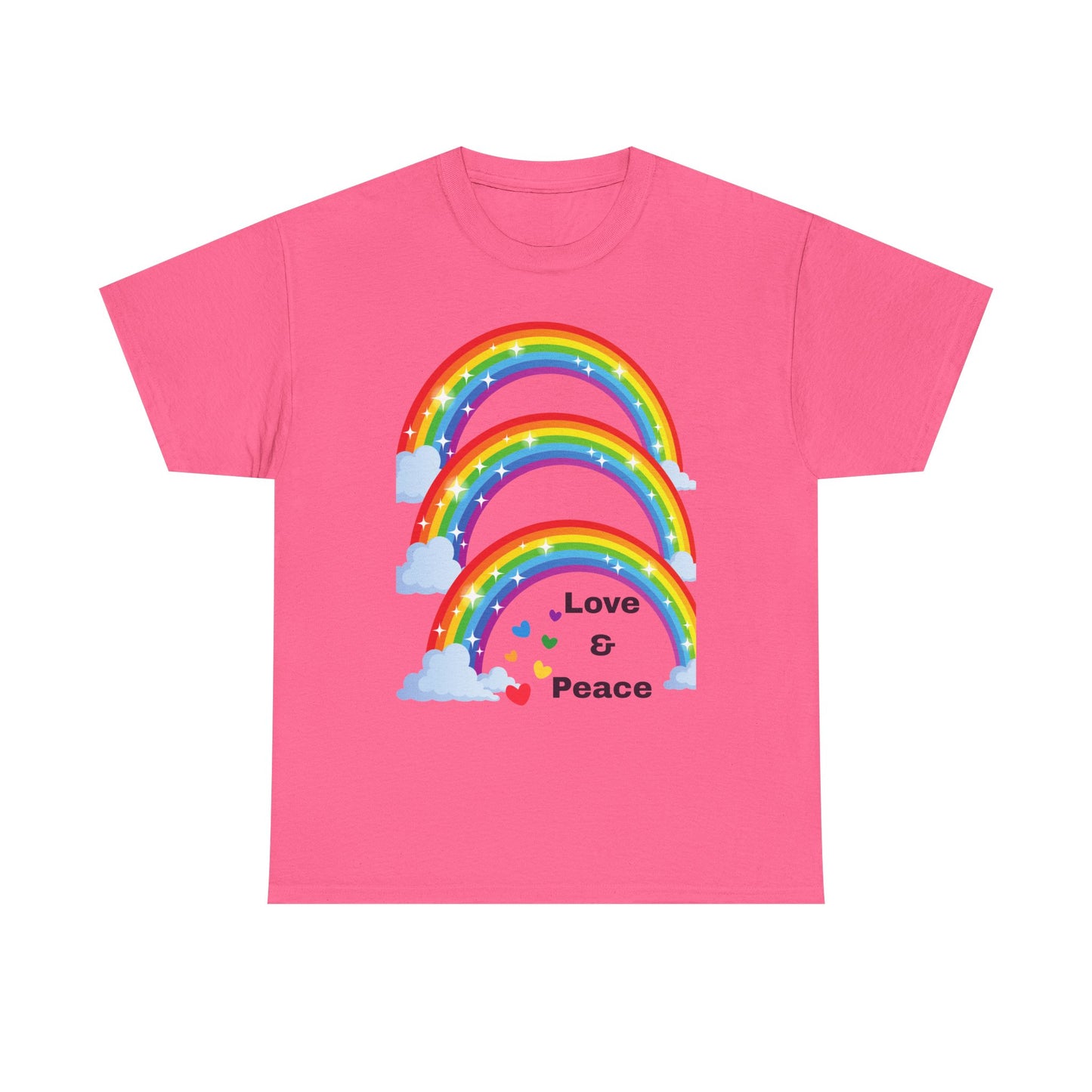 Unisex Rainbow Love & Peace Tee, Casual T-Shirt, Gift for Peace Lovers, Relaxed Fit Tee, Positive Vibes Apparel, Fun Summer Shirt