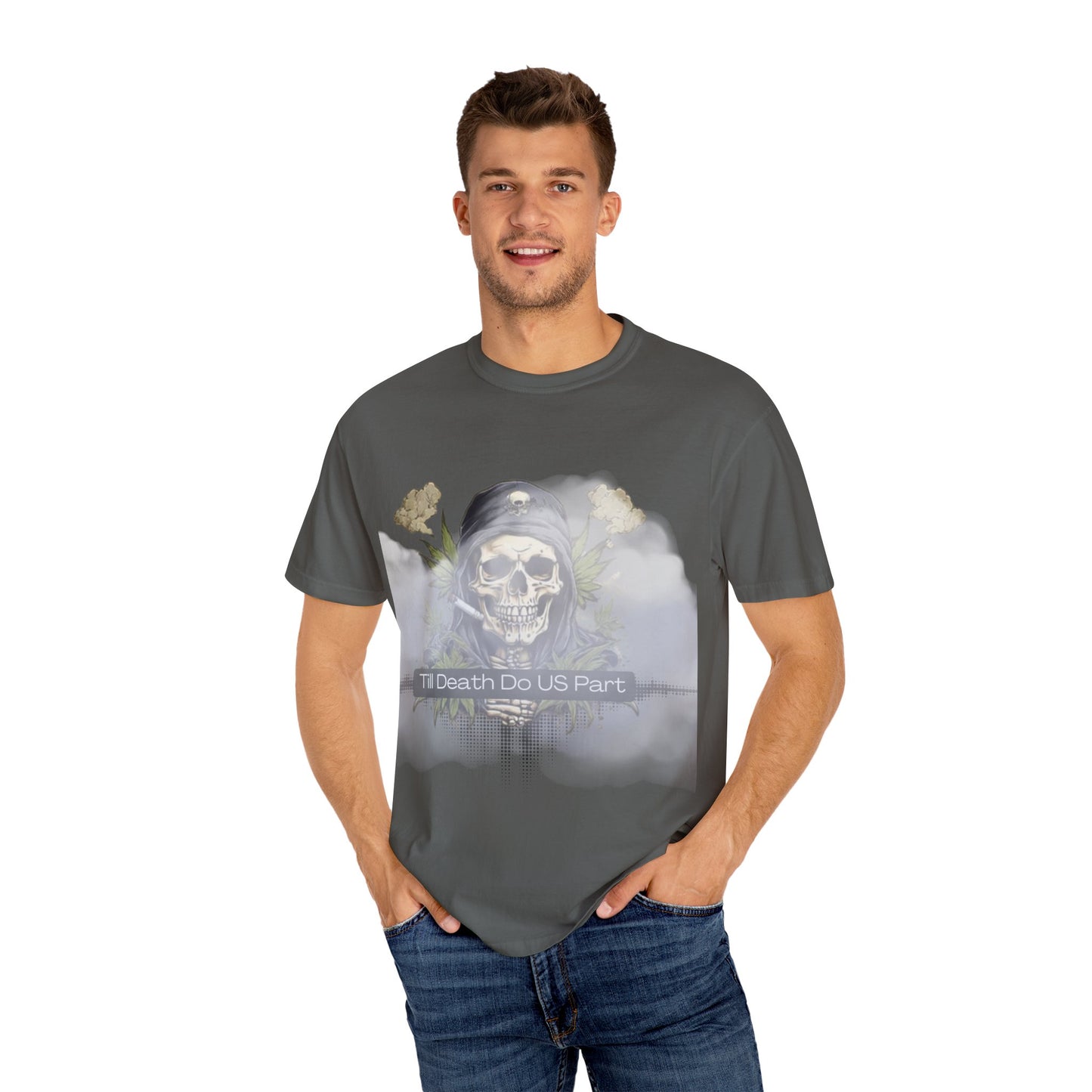 Unisex Garment-Dyed T-Shirt, "Till Death Do Us Part" Tee, Gothic Shirt, Casual Wear, Gift for Couples, Fashion Statement, Comfortable Tee