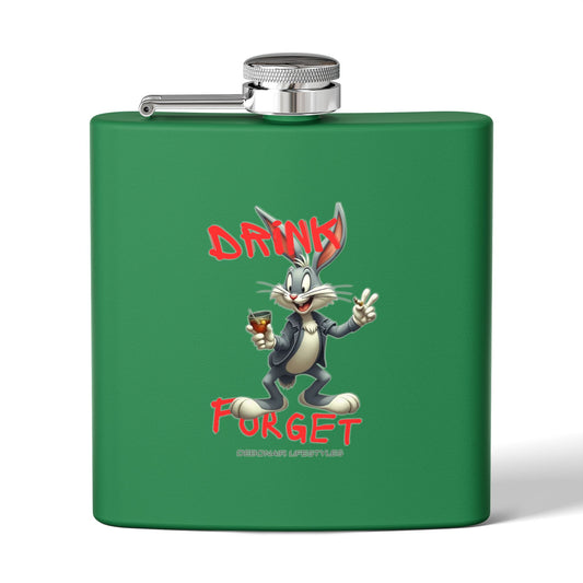 Bugs Bunny Stainless Steel Flask, 6oz - Drink Forget, Unique Gift for Him, Gag Gift, Party Flask, Cartoon Flask