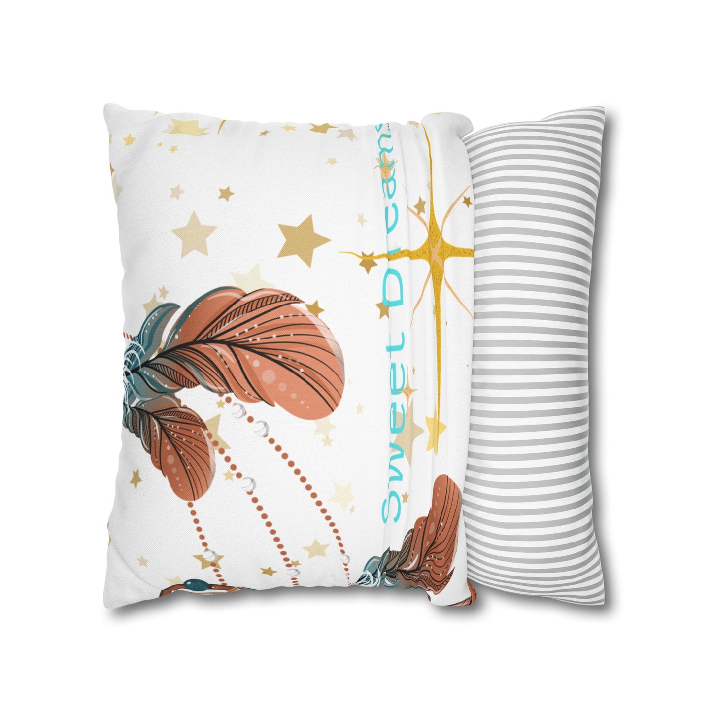 Dreamy Feather Accent Pillow, Cozy Home Decor, Relaxing Gift, Bedroom Accessories, Sweet Dreams Pillowcase