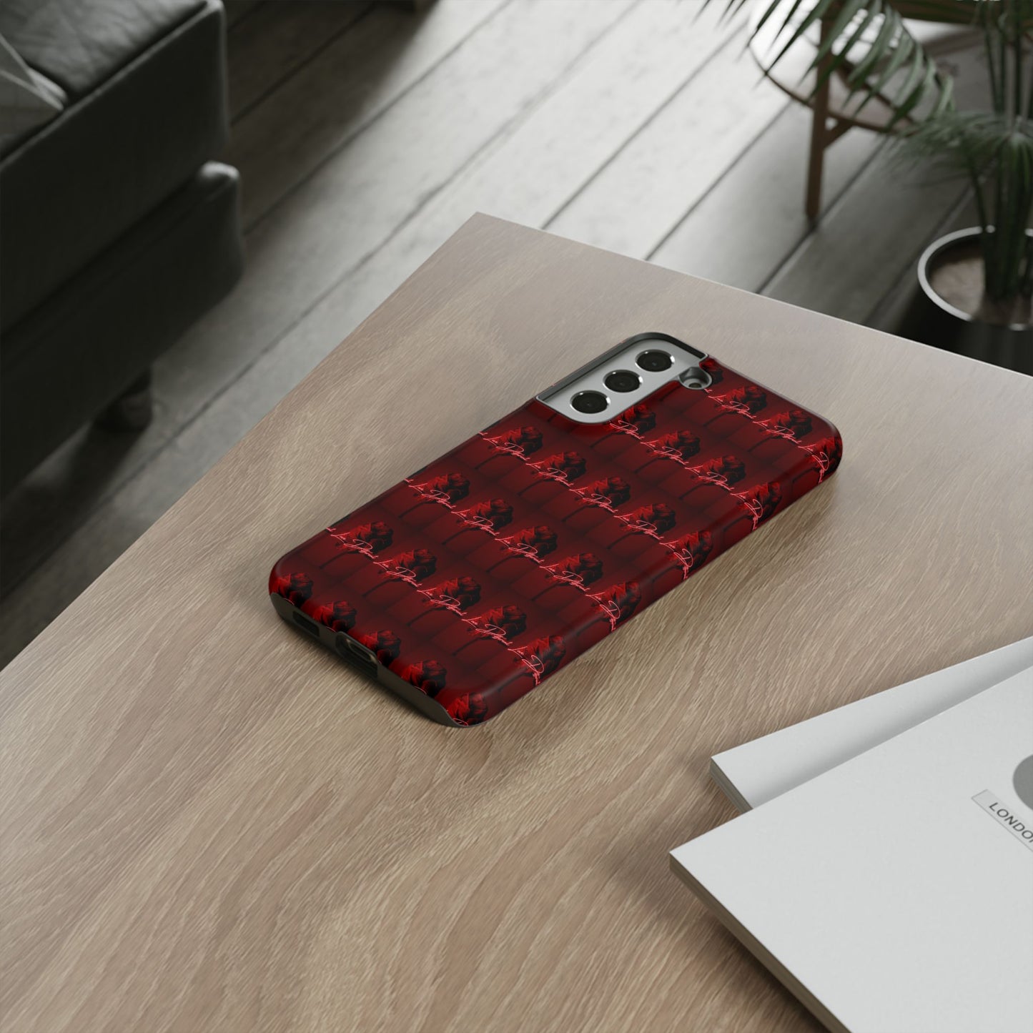 Red Patterned Phone Case | Tough Cases for Stylish Protection, Trendy Cell Cover, Unique Gifts for Tech Lovers, Modern Design