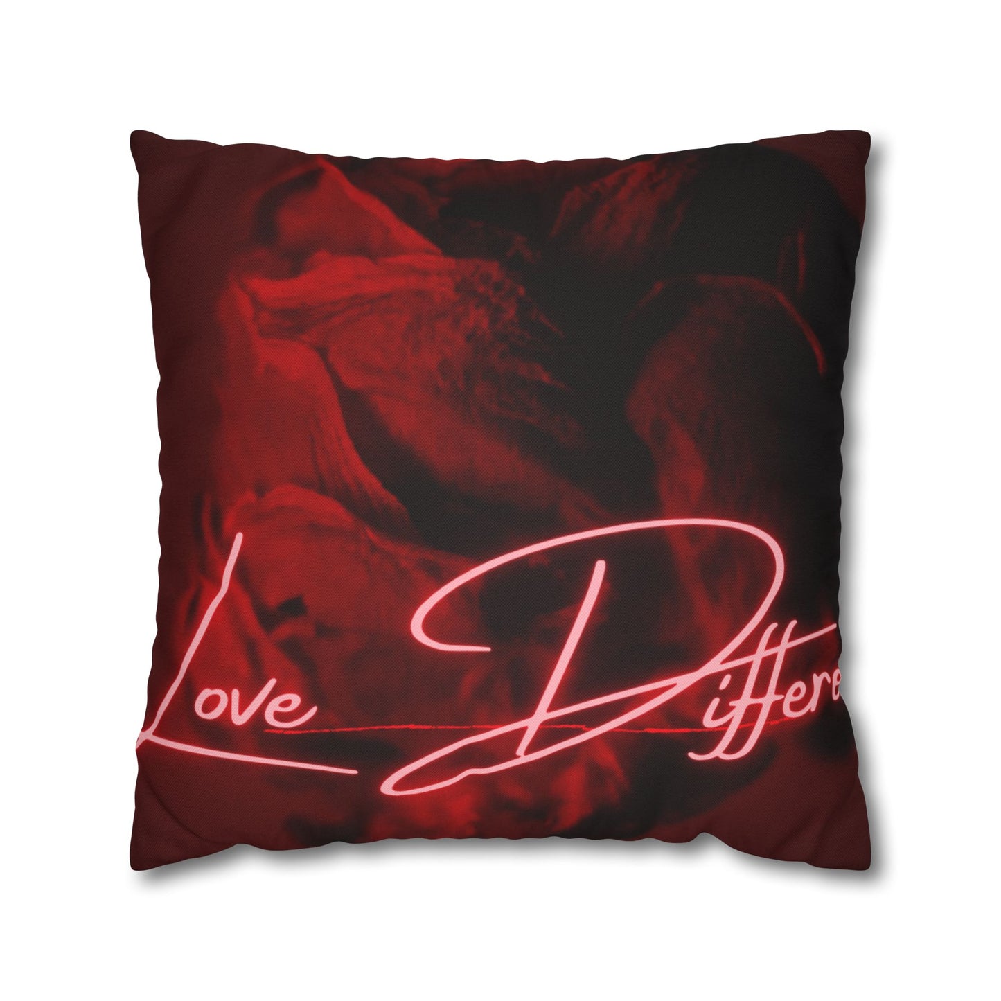 Romantic Neon Quote Pillowcase, Love Different Decor, Cozy Home Accessory, Gift for Couples, Bedroom Decor, Valentine's Day Decoration