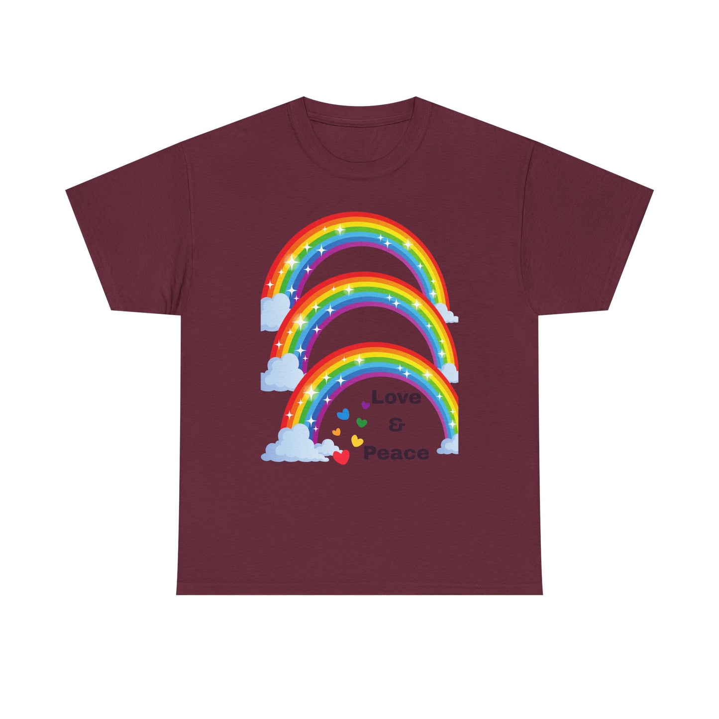Unisex Rainbow Love & Peace Tee, Casual T-Shirt, Gift for Peace Lovers, Relaxed Fit Tee, Positive Vibes Apparel, Fun Summer Shirt