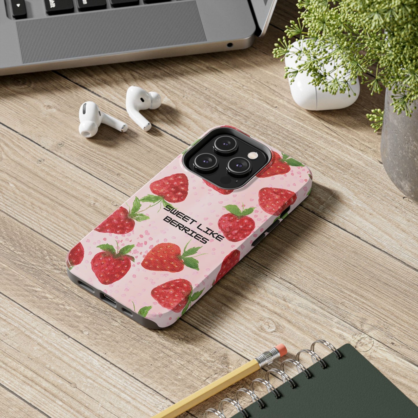 Sweet Like Berries Phone Case, Cute Tough Phone Cases, Berry Pattern Phone Cover, Berry Aesthetic Accessories, Gift for Berry Lovers