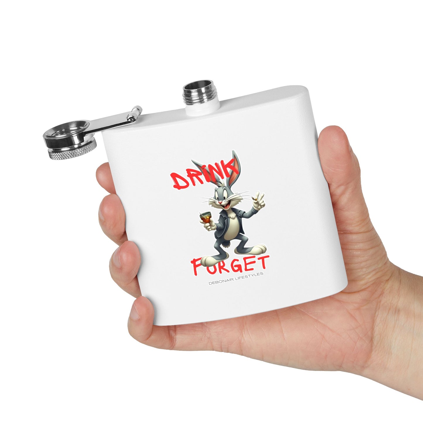 Bugs Bunny Stainless Steel Flask, 6oz - Drink Forget, Unique Gift for Him, Gag Gift, Party Flask, Cartoon Flask