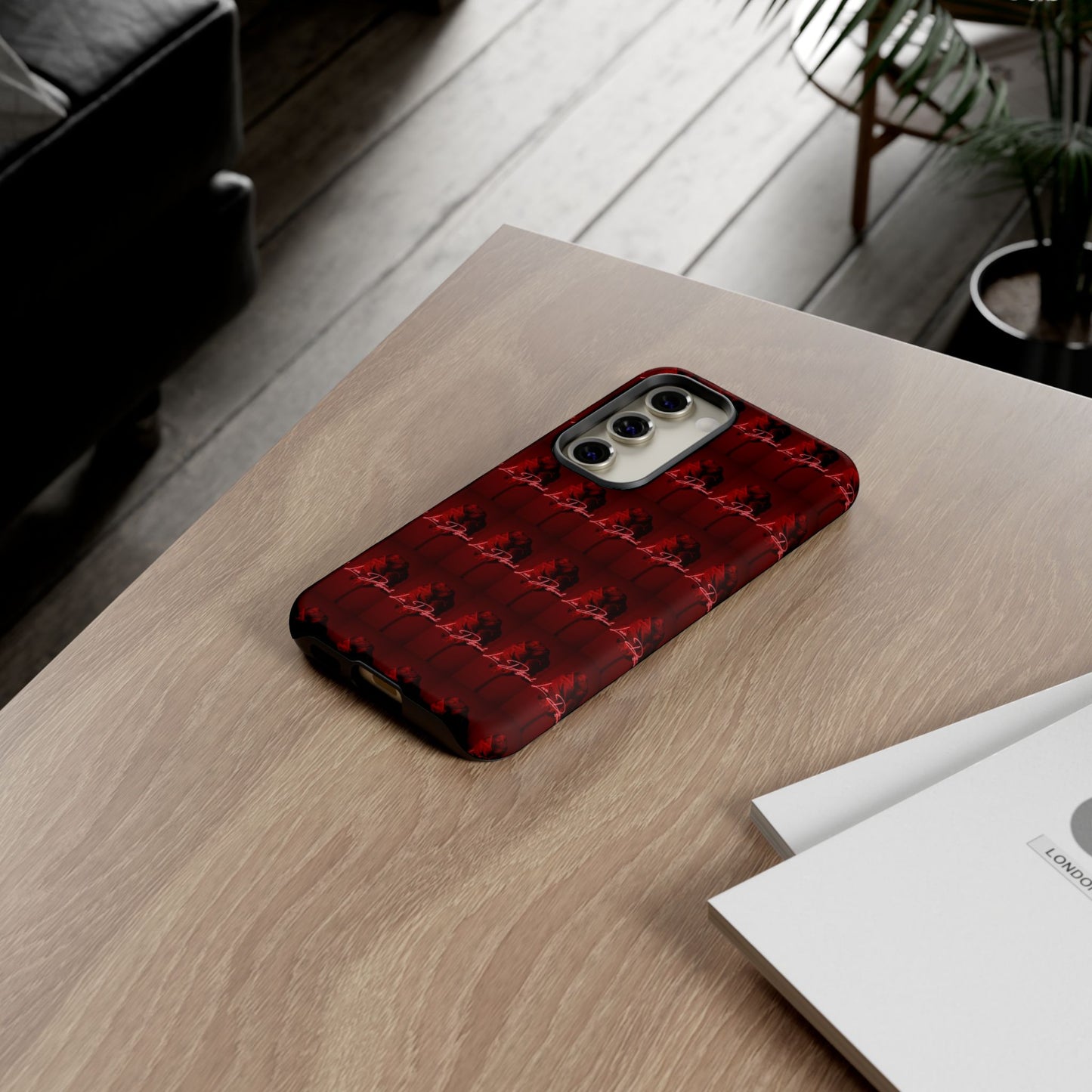 Red Patterned Phone Case | Tough Cases for Stylish Protection, Trendy Cell Cover, Unique Gifts for Tech Lovers, Modern Design