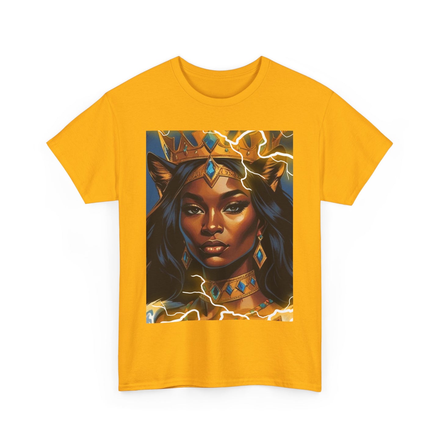 Empowered Queen Graphic Tee, Unisex Heavy Cotton Tee, Bold Women's Apparel, Unique Gift Idea, Art-Inspired T-Shirt, Everyday Wear