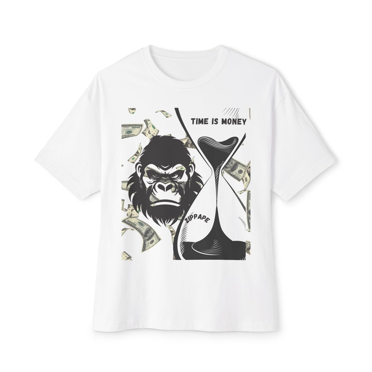 Trendy Gorilla Graphic Tee, Unisex Boxy Shirt for Casual Style, Time is Money Tee, Perfect Gift for Friends, Statement Streetwear