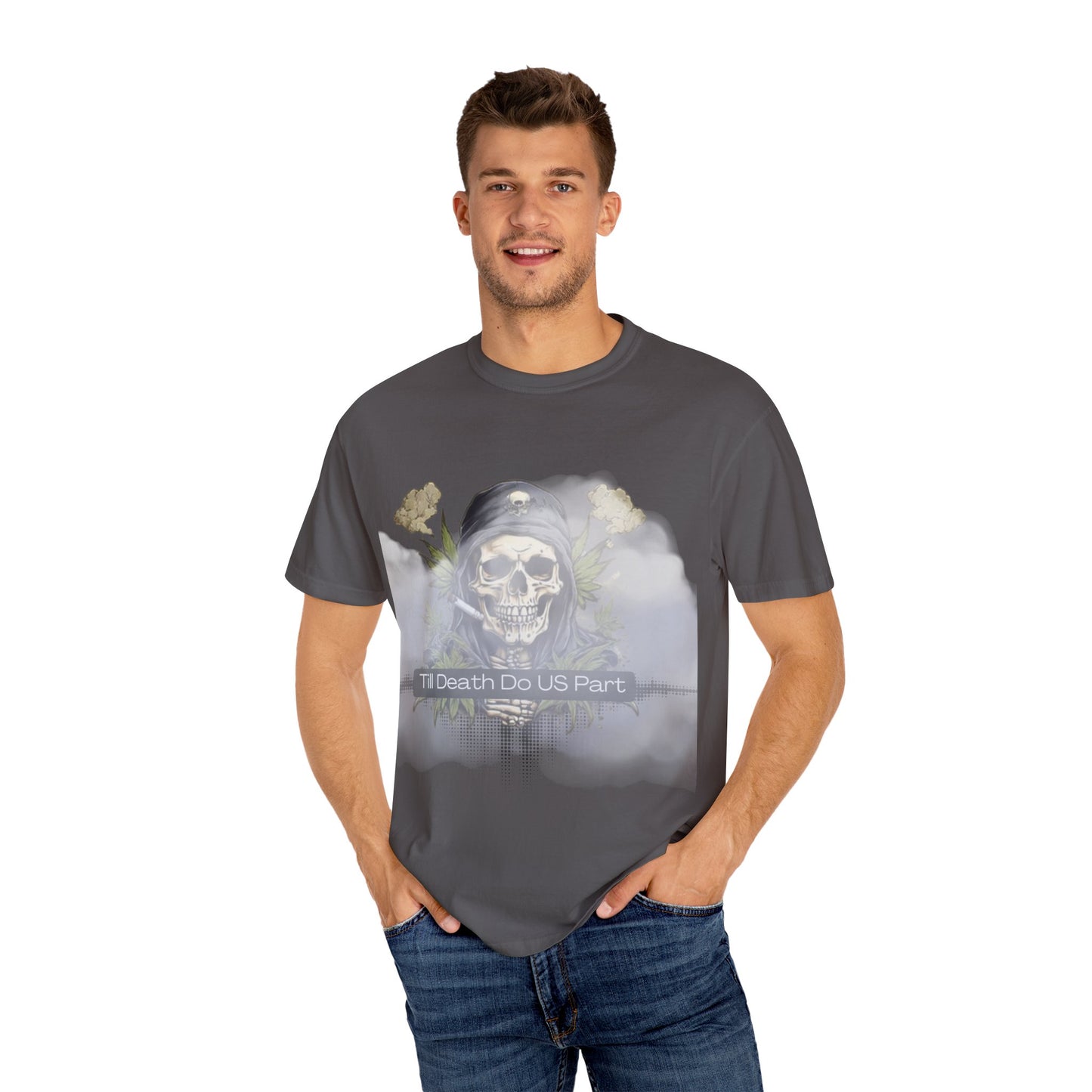 Unisex Garment-Dyed T-Shirt, "Till Death Do Us Part" Tee, Gothic Shirt, Casual Wear, Gift for Couples, Fashion Statement, Comfortable Tee