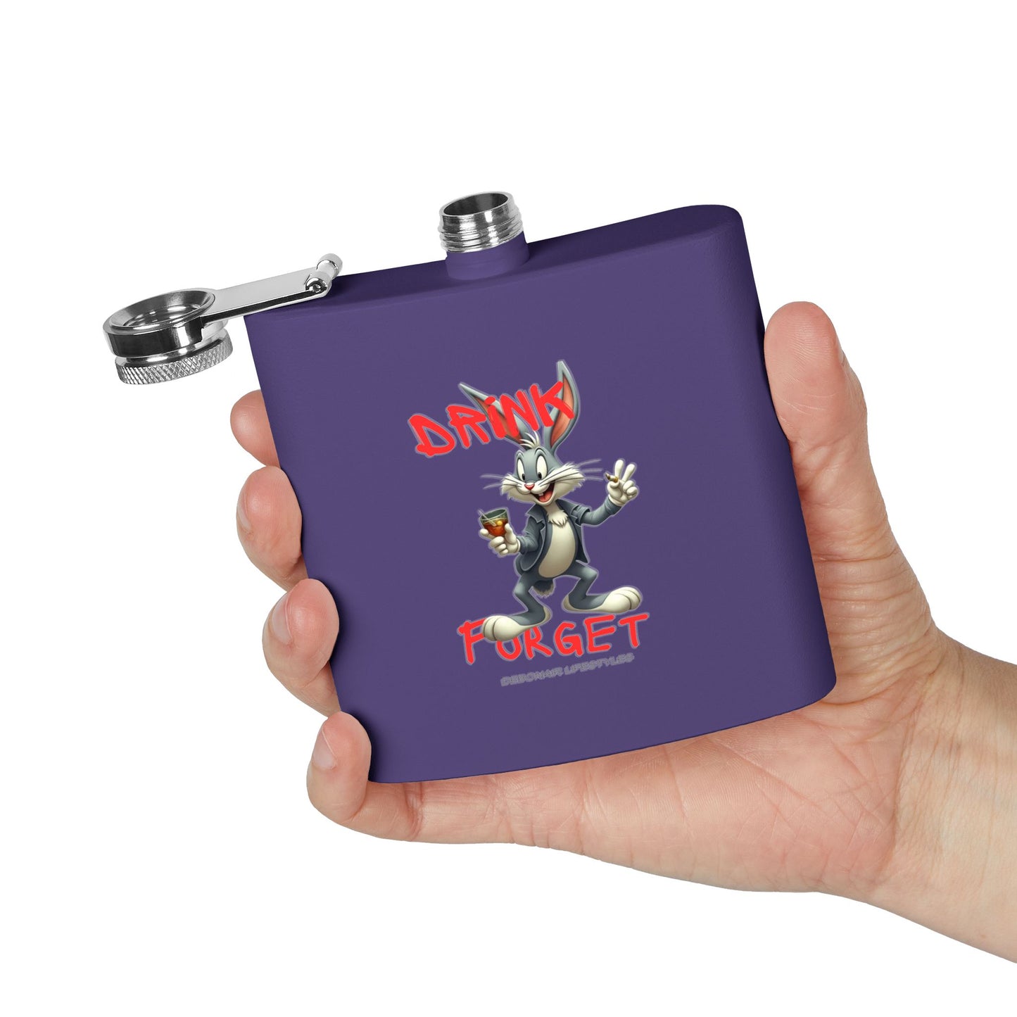 Bugs Bunny Stainless Steel Flask, 6oz - Drink Forget, Unique Gift for Him, Gag Gift, Party Flask, Cartoon Flask