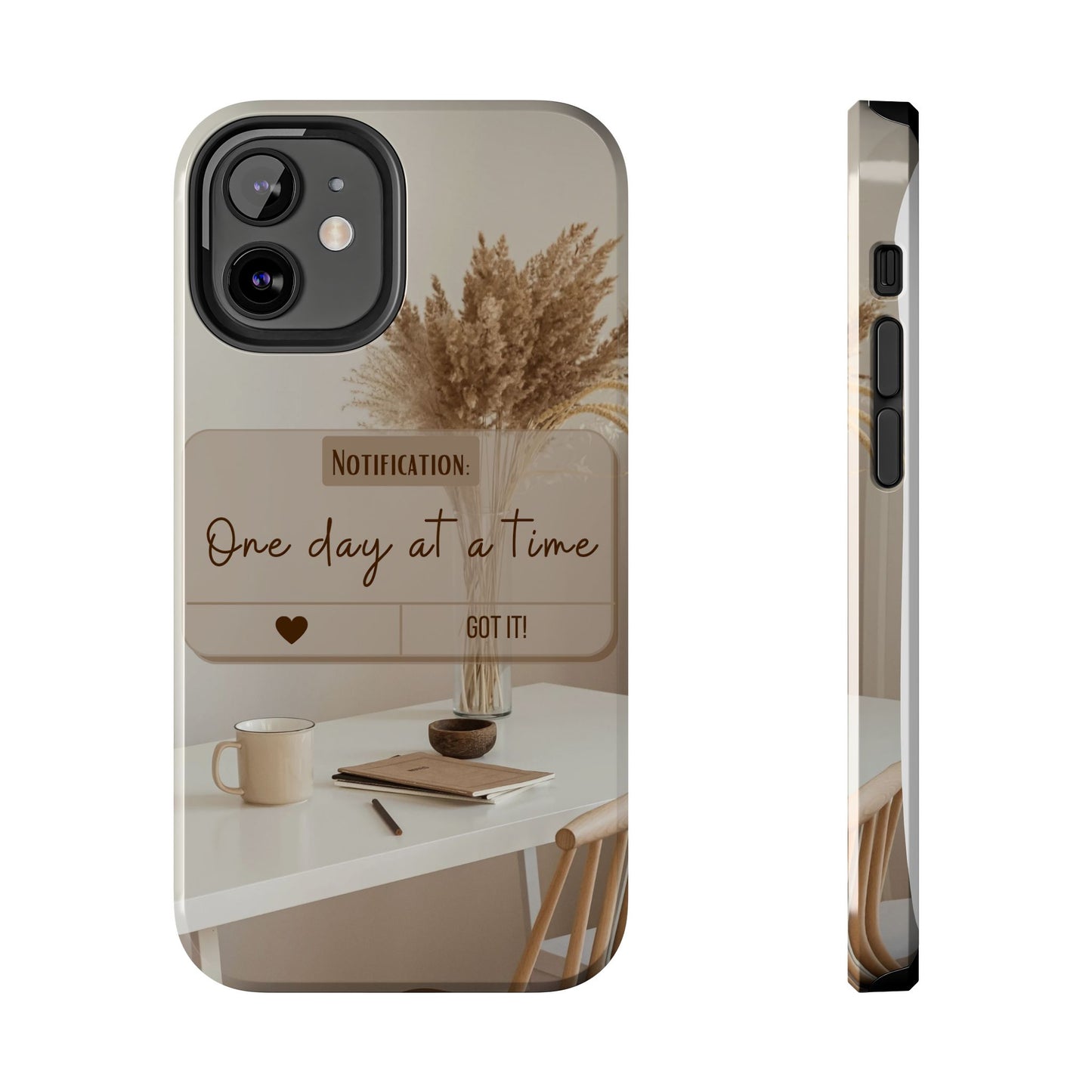 Motivational Tough Phone Cases - One Day at a Time, Durable Cases for Daily Inspiration, Gift for Students and Professionals