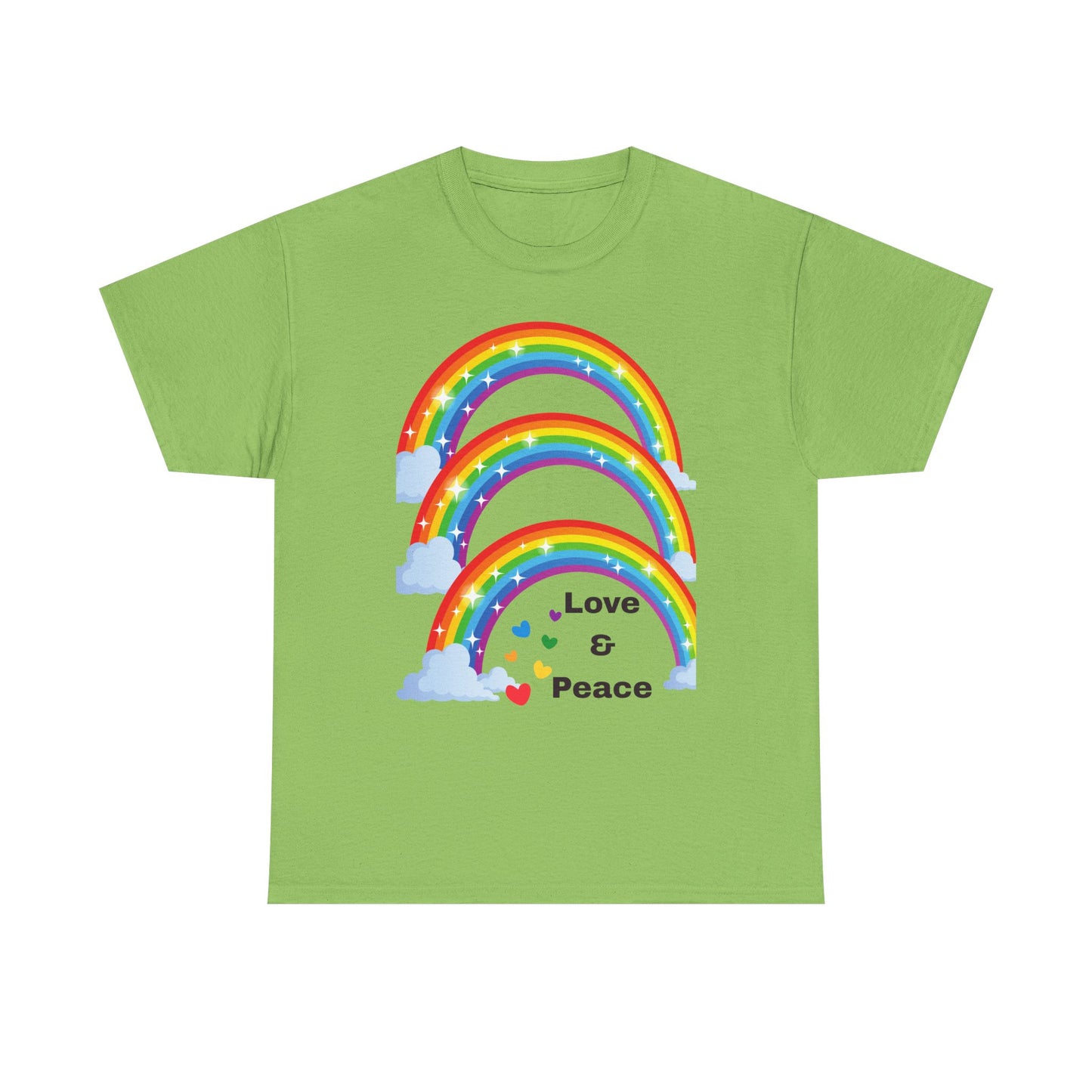 Unisex Rainbow Love & Peace Tee, Casual T-Shirt, Gift for Peace Lovers, Relaxed Fit Tee, Positive Vibes Apparel, Fun Summer Shirt