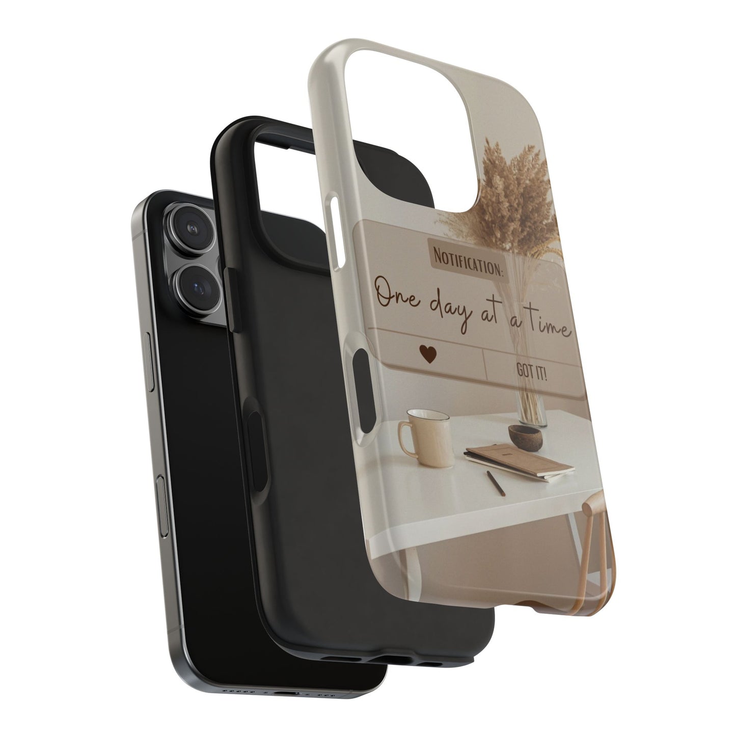 Motivational Tough Phone Cases - One Day at a Time, Durable Cases for Daily Inspiration, Gift for Students and Professionals