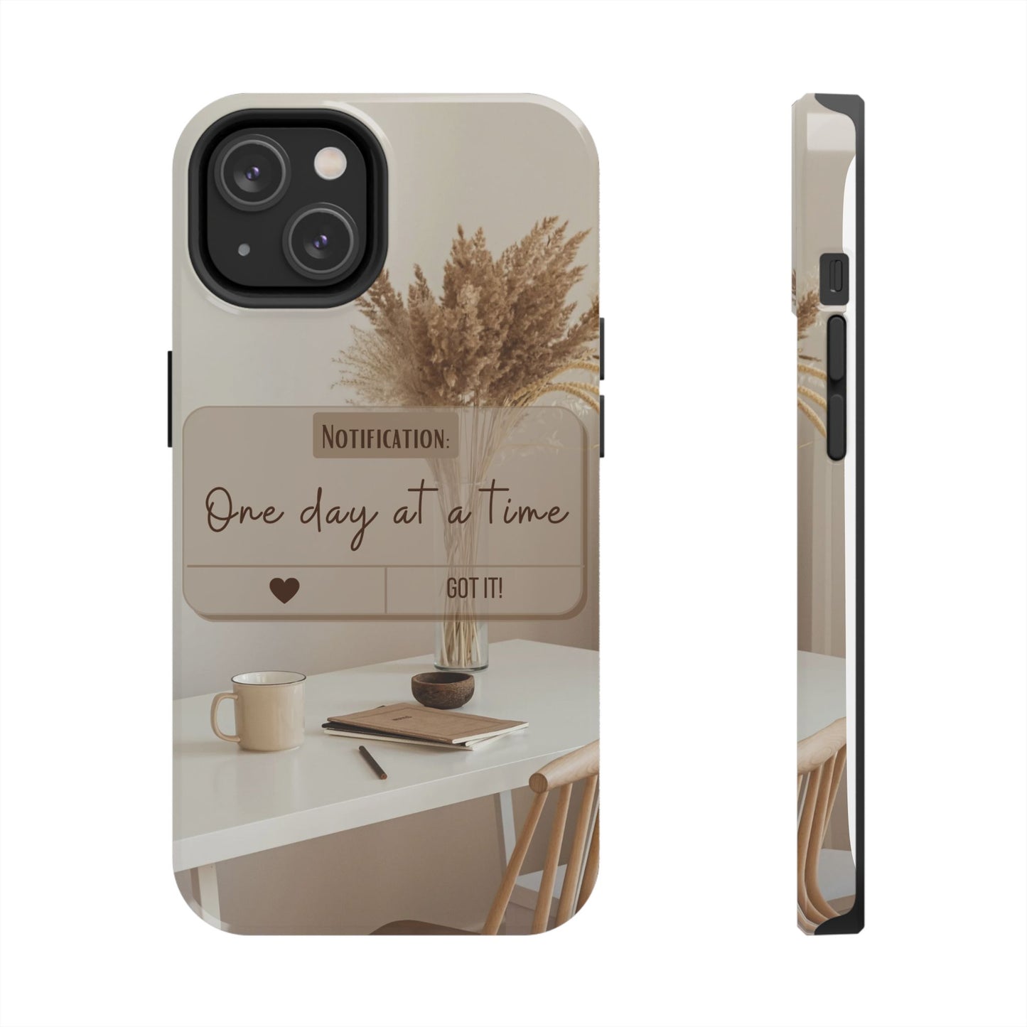 Motivational Tough Phone Cases - One Day at a Time, Durable Cases for Daily Inspiration, Gift for Students and Professionals