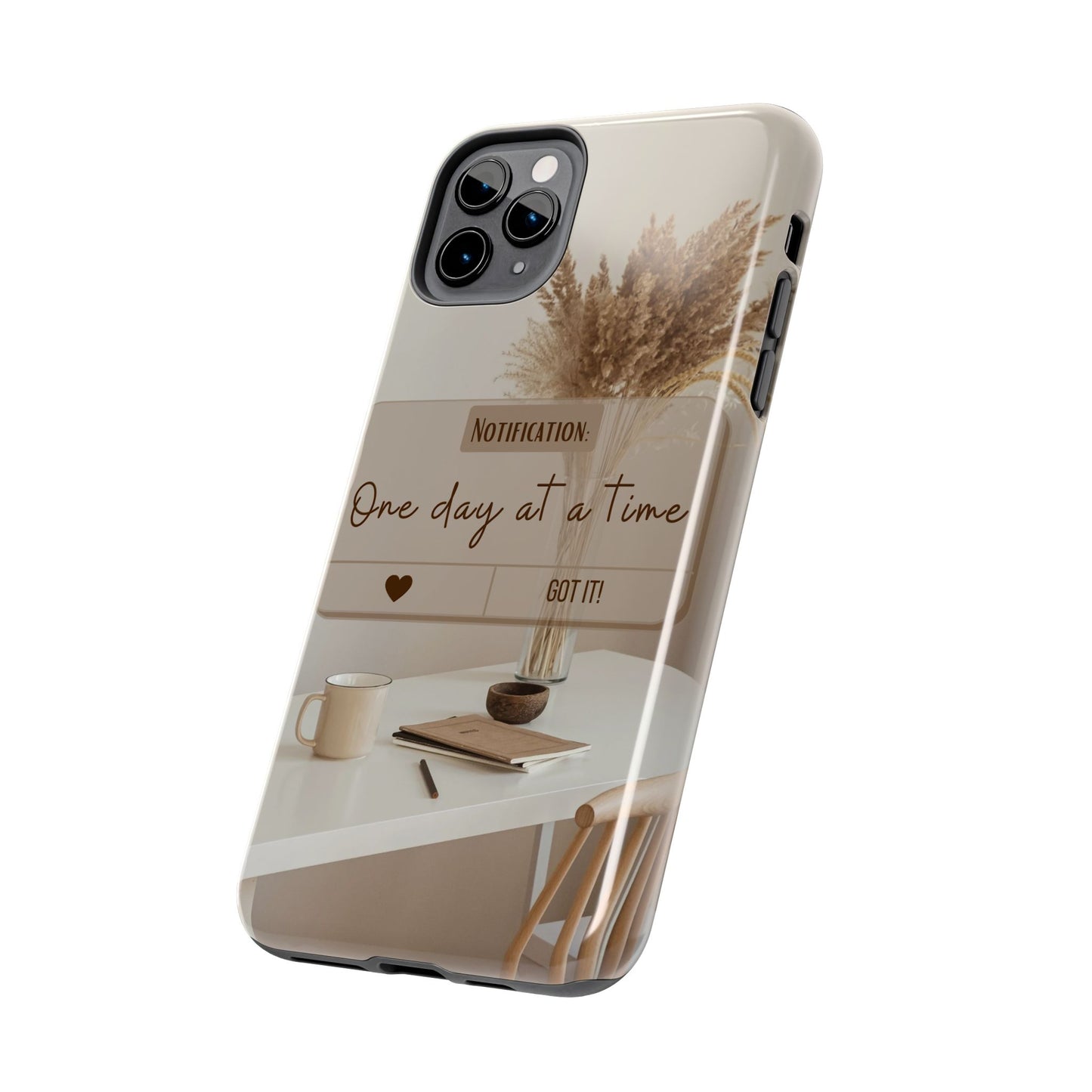 Motivational Tough Phone Cases - One Day at a Time, Durable Cases for Daily Inspiration, Gift for Students and Professionals