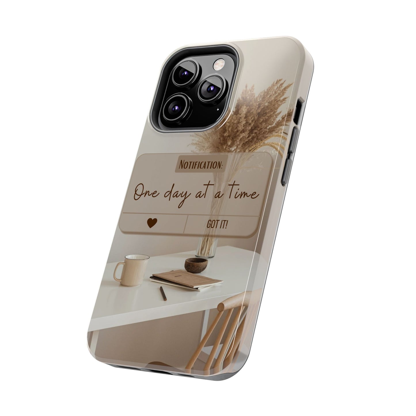 Motivational Tough Phone Cases - One Day at a Time, Durable Cases for Daily Inspiration, Gift for Students and Professionals
