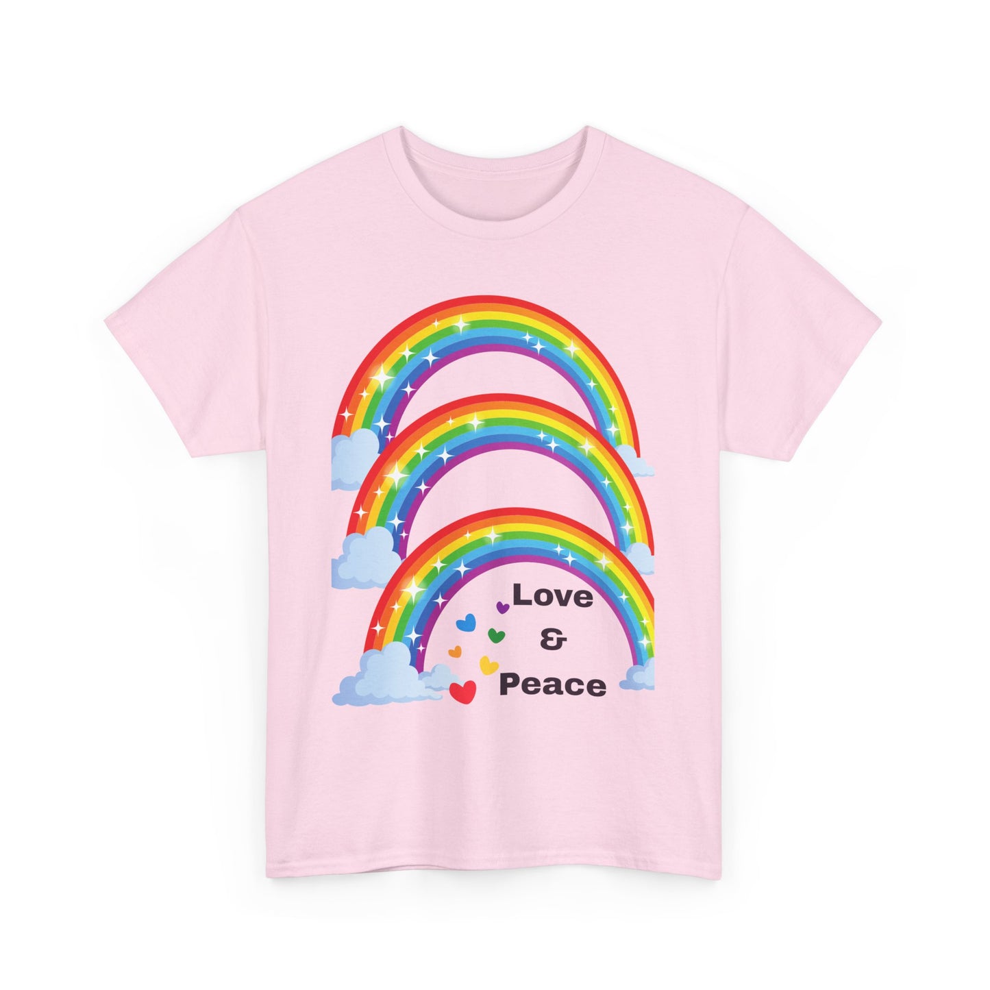 Unisex Rainbow Love & Peace Tee, Casual T-Shirt, Gift for Peace Lovers, Relaxed Fit Tee, Positive Vibes Apparel, Fun Summer Shirt