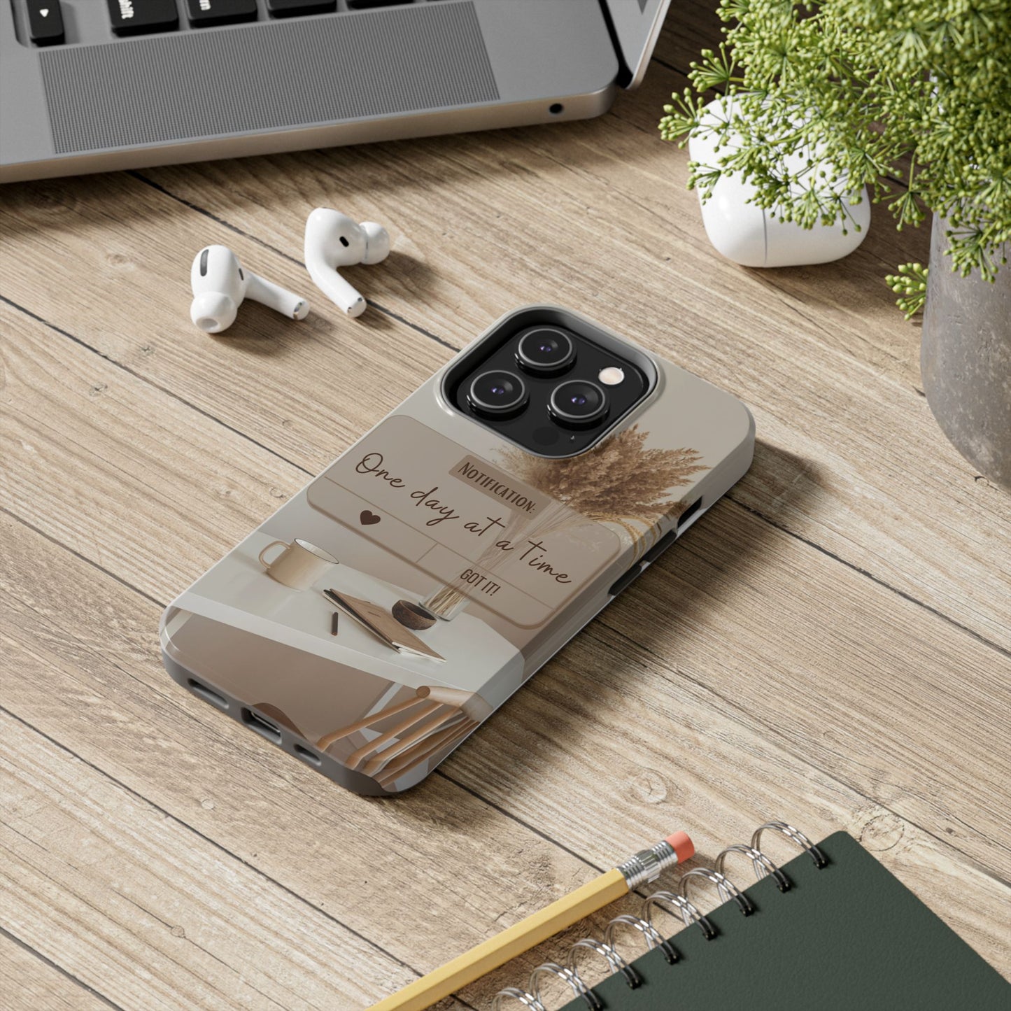 Motivational Tough Phone Cases - One Day at a Time, Durable Cases for Daily Inspiration, Gift for Students and Professionals