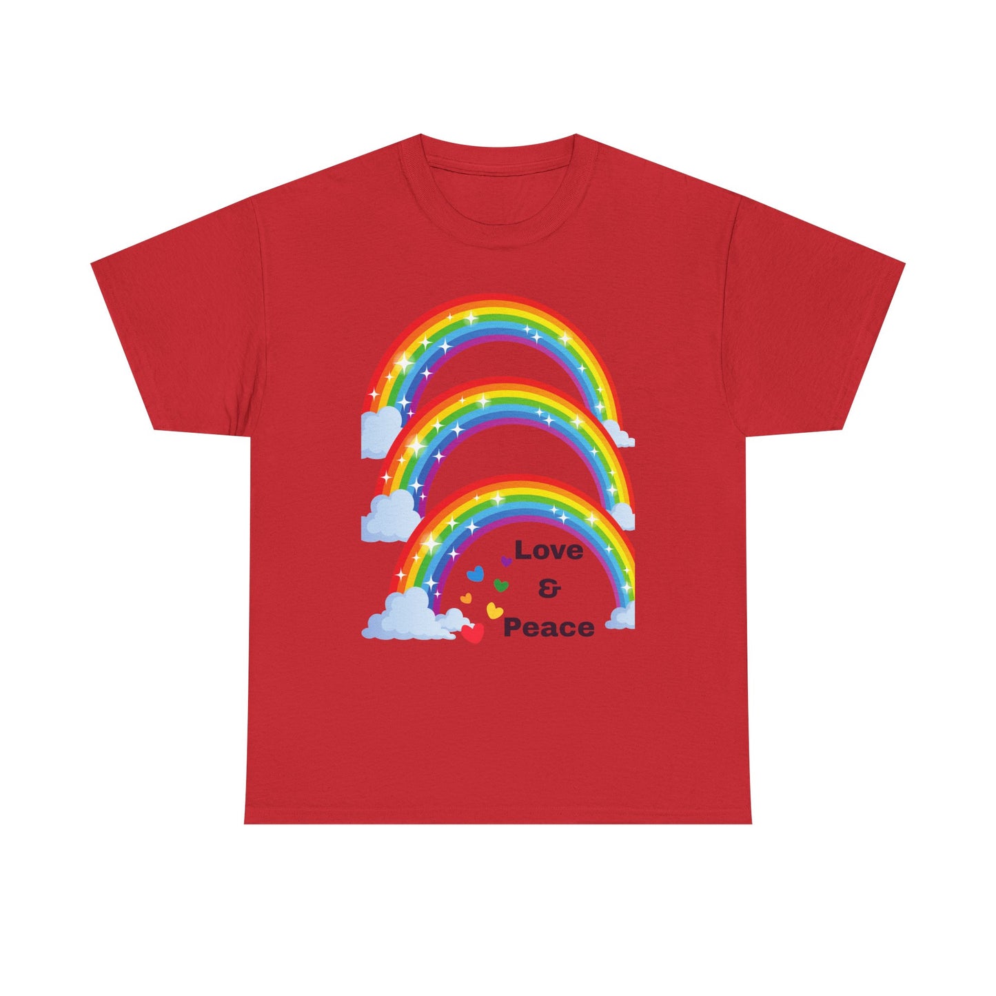 Unisex Rainbow Love & Peace Tee, Casual T-Shirt, Gift for Peace Lovers, Relaxed Fit Tee, Positive Vibes Apparel, Fun Summer Shirt