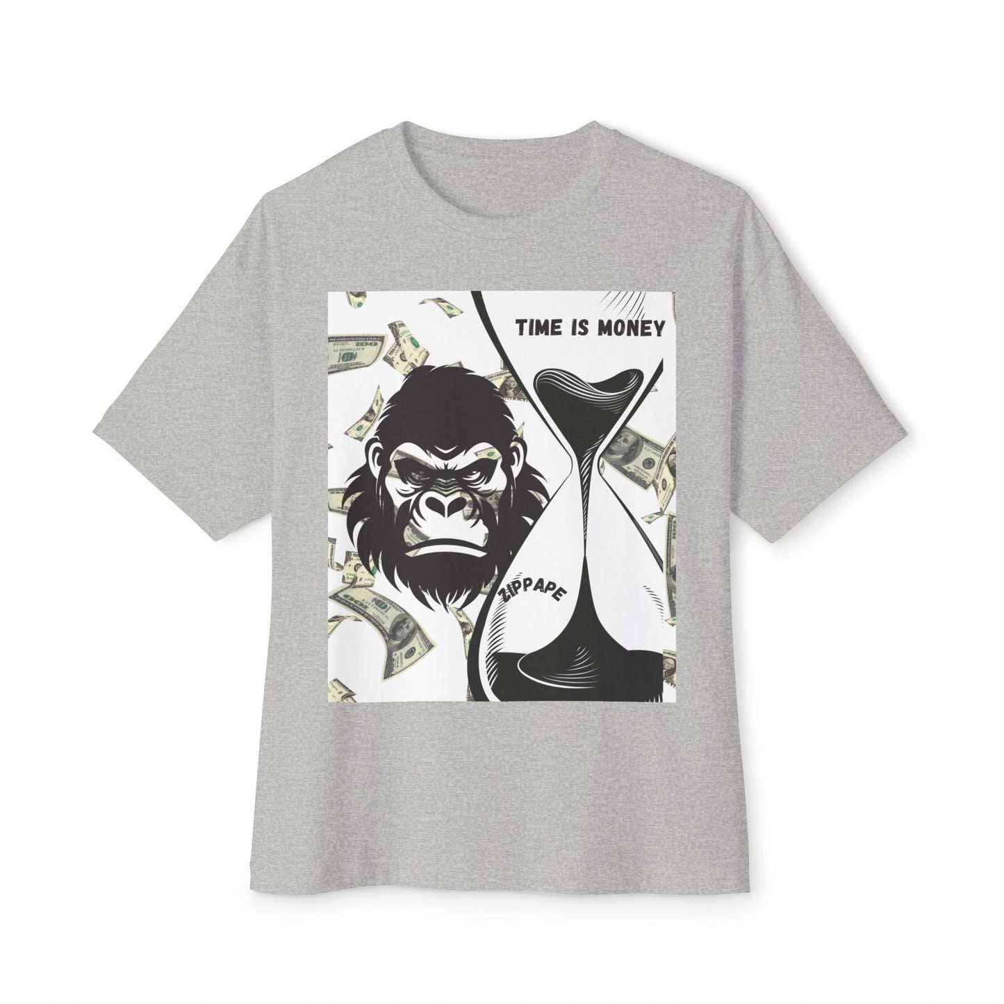Trendy Gorilla Graphic Tee, Unisex Boxy Shirt for Casual Style, Time is Money Tee, Perfect Gift for Friends, Statement Streetwear