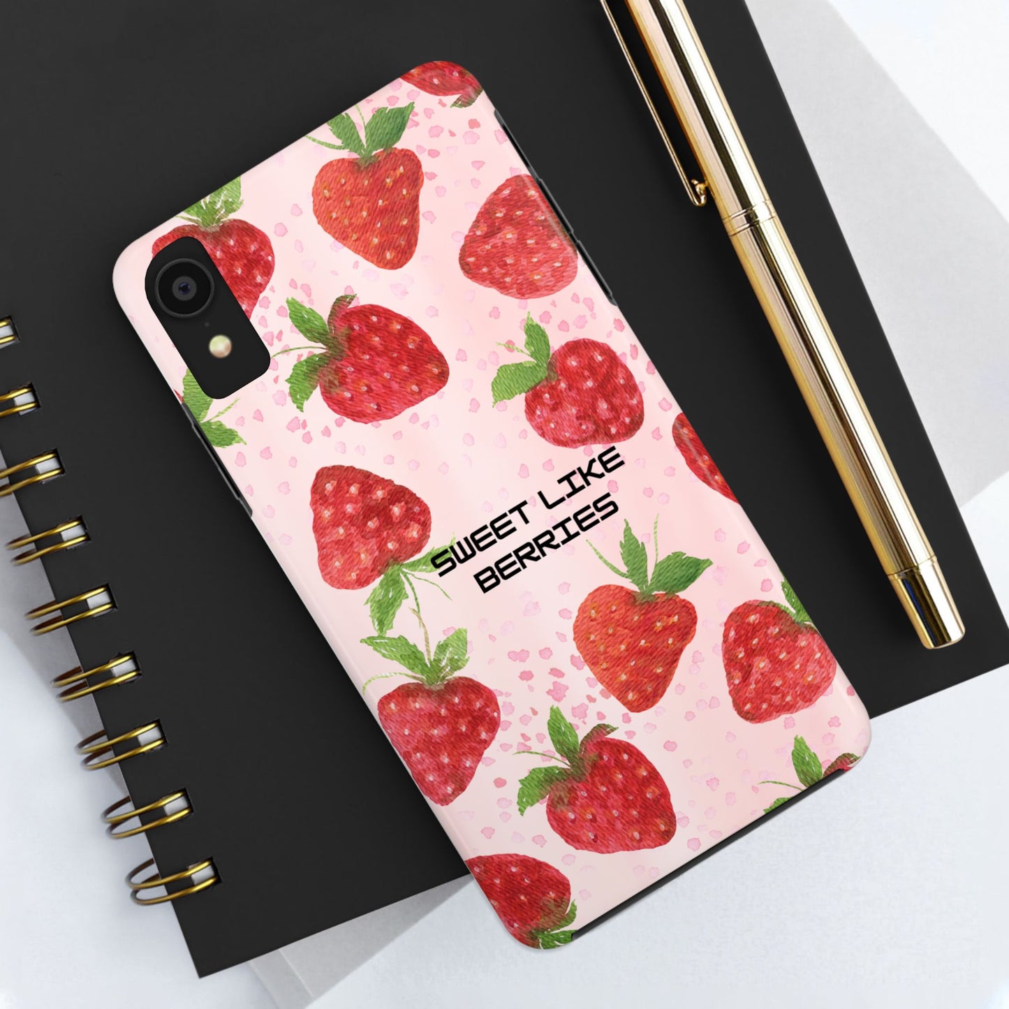 Sweet Like Berries Phone Case, Cute Tough Phone Cases, Berry Pattern Phone Cover, Berry Aesthetic Accessories, Gift for Berry Lovers