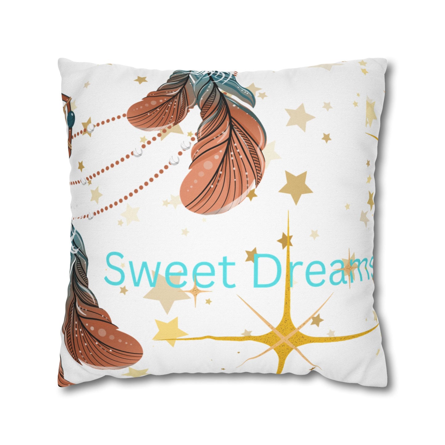 Dreamy Feather Accent Pillow, Cozy Home Decor, Relaxing Gift, Bedroom Accessories, Sweet Dreams Pillowcase