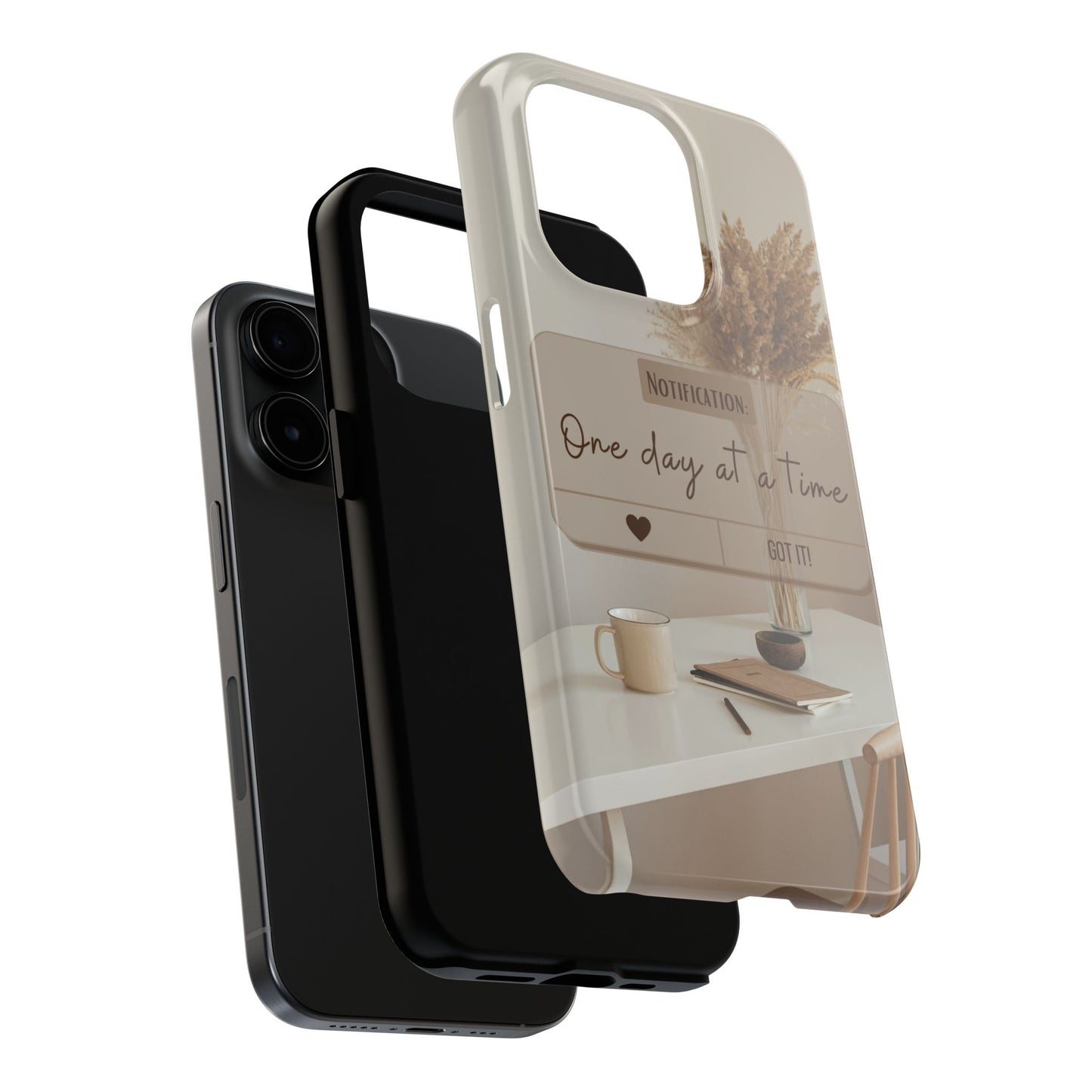 Motivational Tough Phone Cases - One Day at a Time, Durable Cases for Daily Inspiration, Gift for Students and Professionals