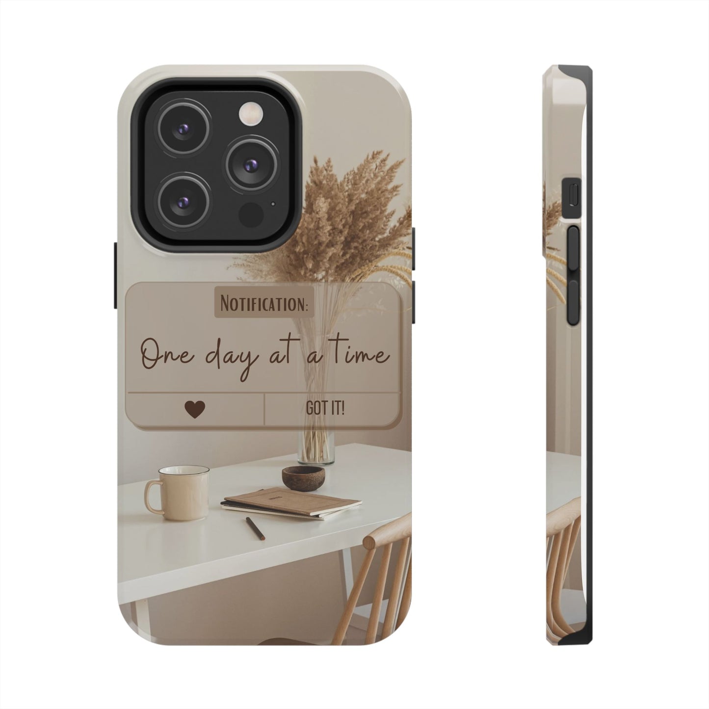 Motivational Tough Phone Cases - One Day at a Time, Durable Cases for Daily Inspiration, Gift for Students and Professionals