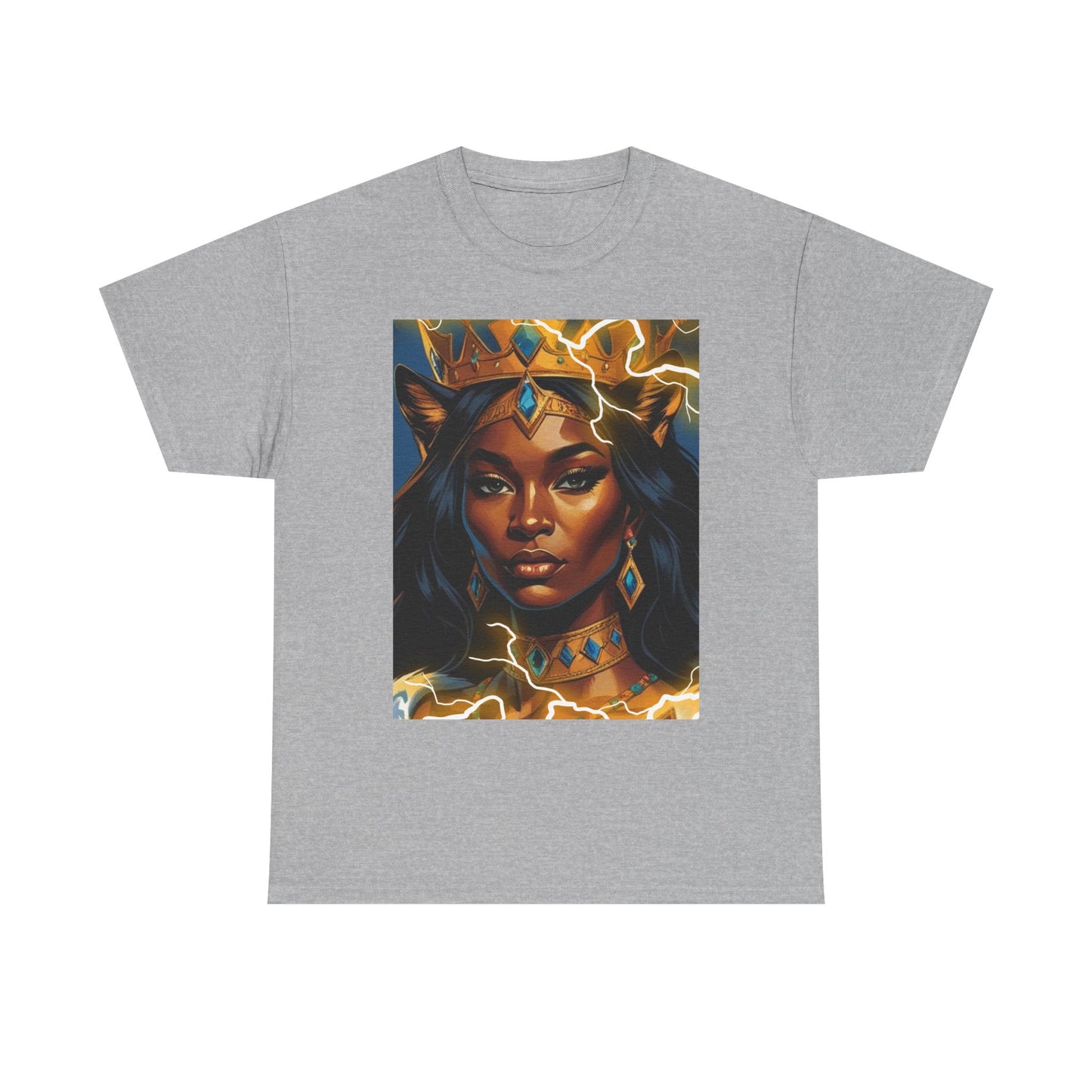 Empowered Queen Graphic Tee, Unisex Heavy Cotton Tee, Bold Women's Apparel, Unique Gift Idea, Art-Inspired T-Shirt, Everyday Wear