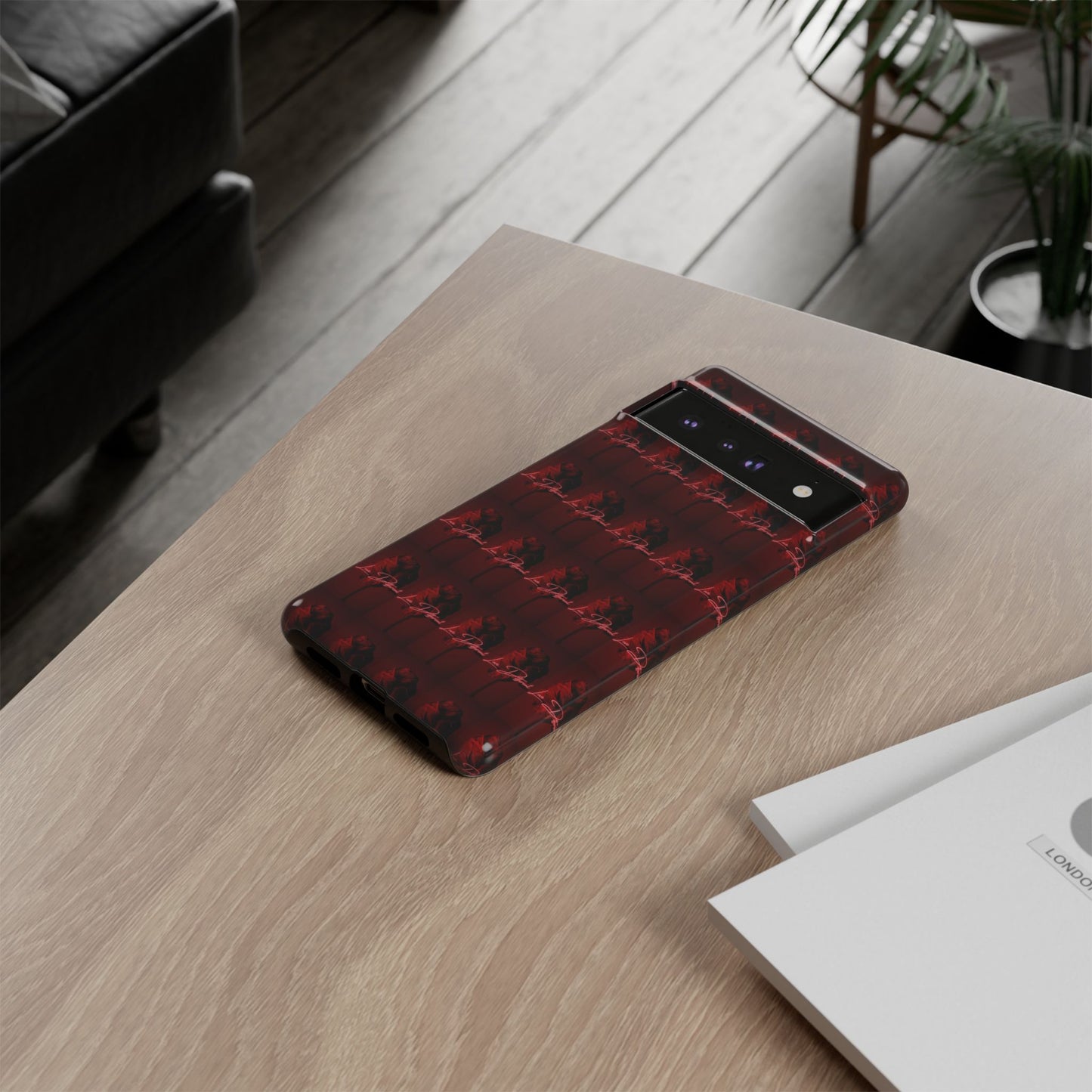 Red Patterned Phone Case | Tough Cases for Stylish Protection, Trendy Cell Cover, Unique Gifts for Tech Lovers, Modern Design