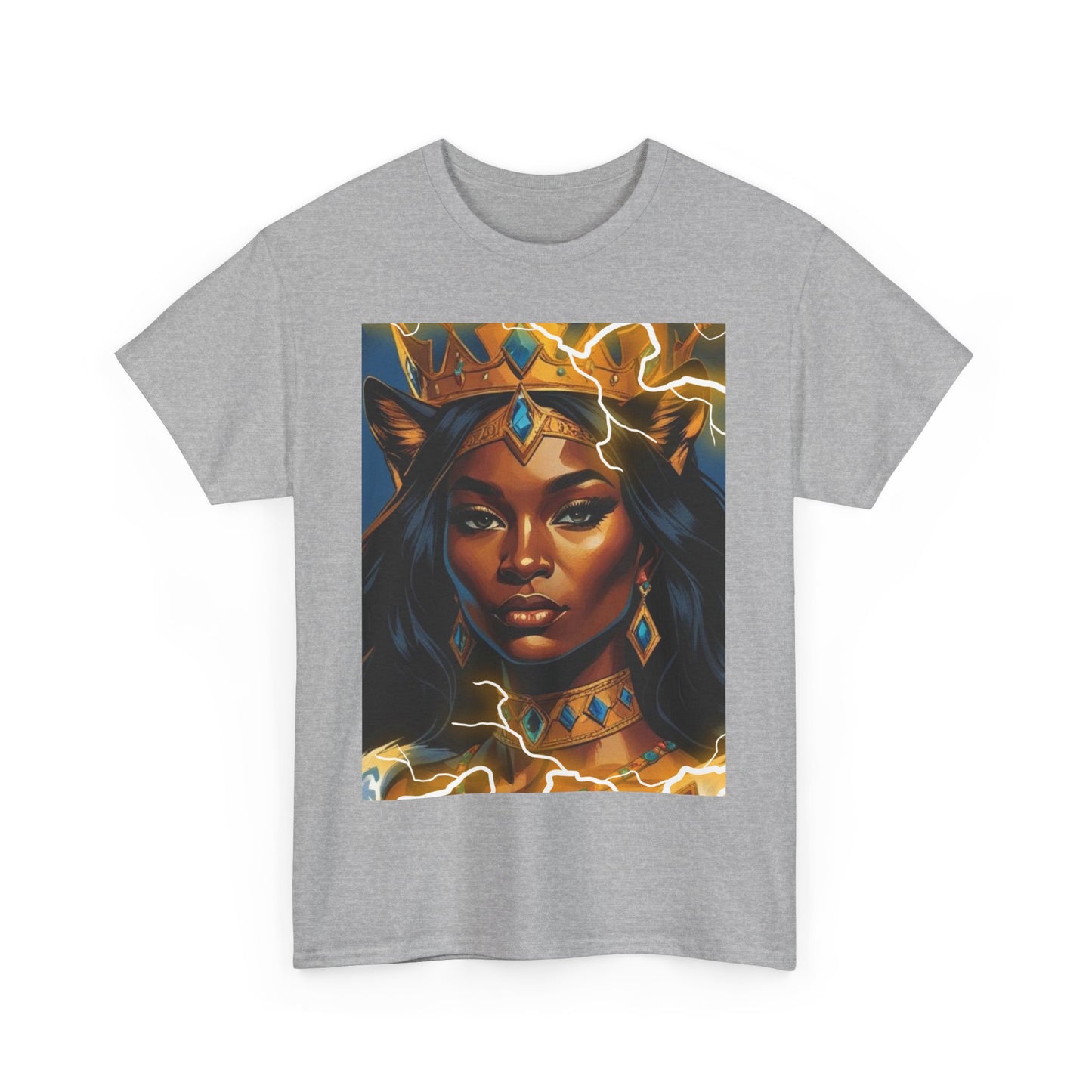 Empowered Queen Graphic Tee, Unisex Heavy Cotton Tee, Bold Women's Apparel, Unique Gift Idea, Art-Inspired T-Shirt, Everyday Wear