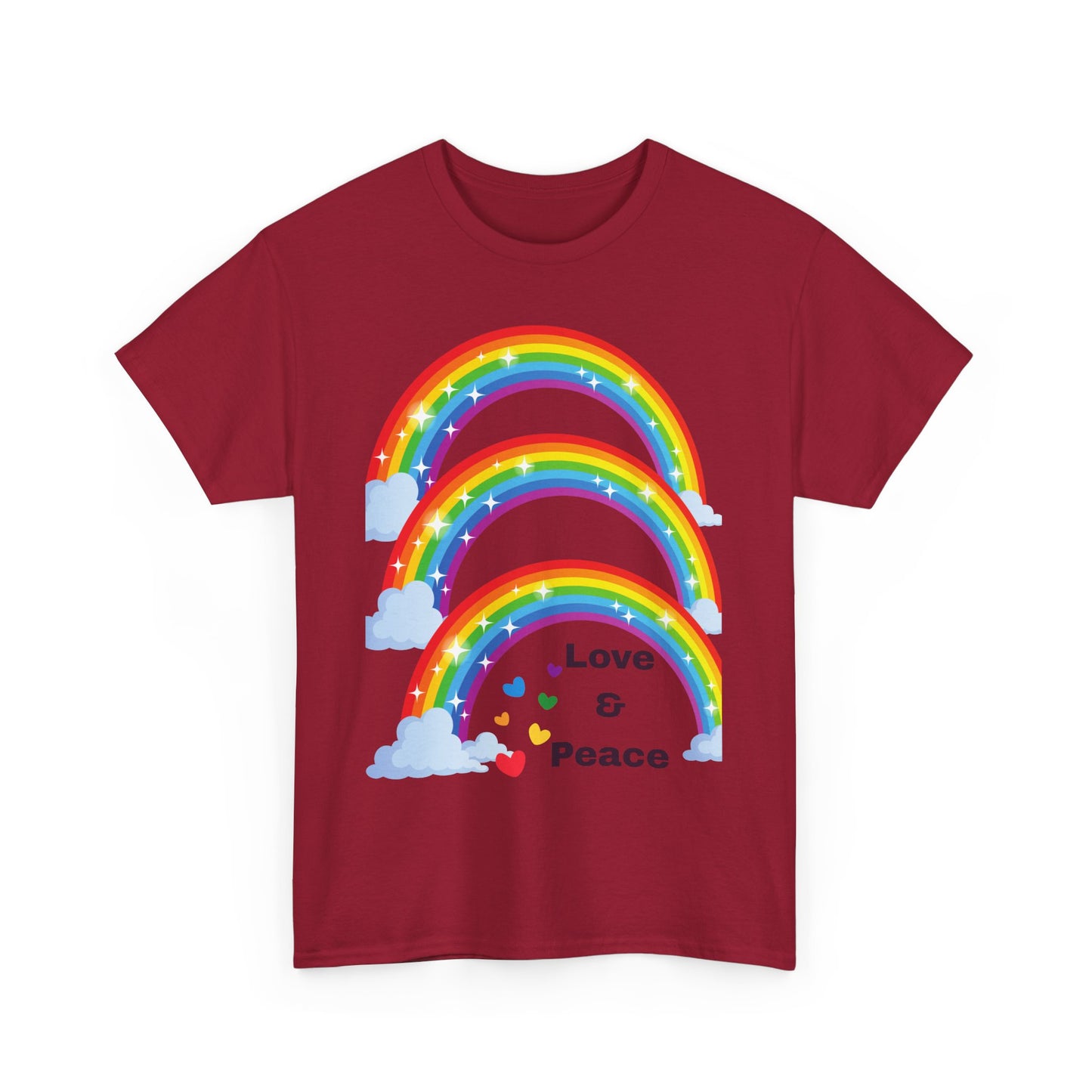 Unisex Rainbow Love & Peace Tee, Casual T-Shirt, Gift for Peace Lovers, Relaxed Fit Tee, Positive Vibes Apparel, Fun Summer Shirt