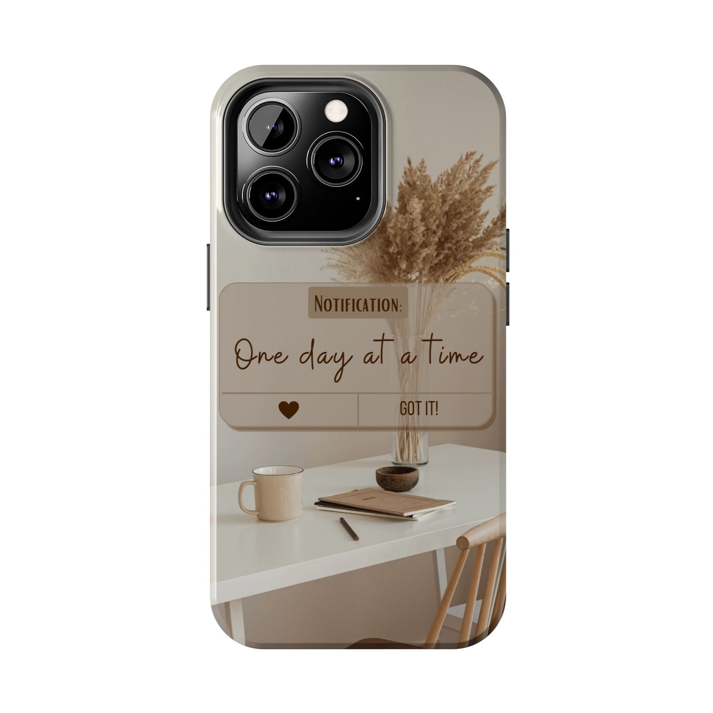 Motivational Tough Phone Cases - One Day at a Time, Durable Cases for Daily Inspiration, Gift for Students and Professionals