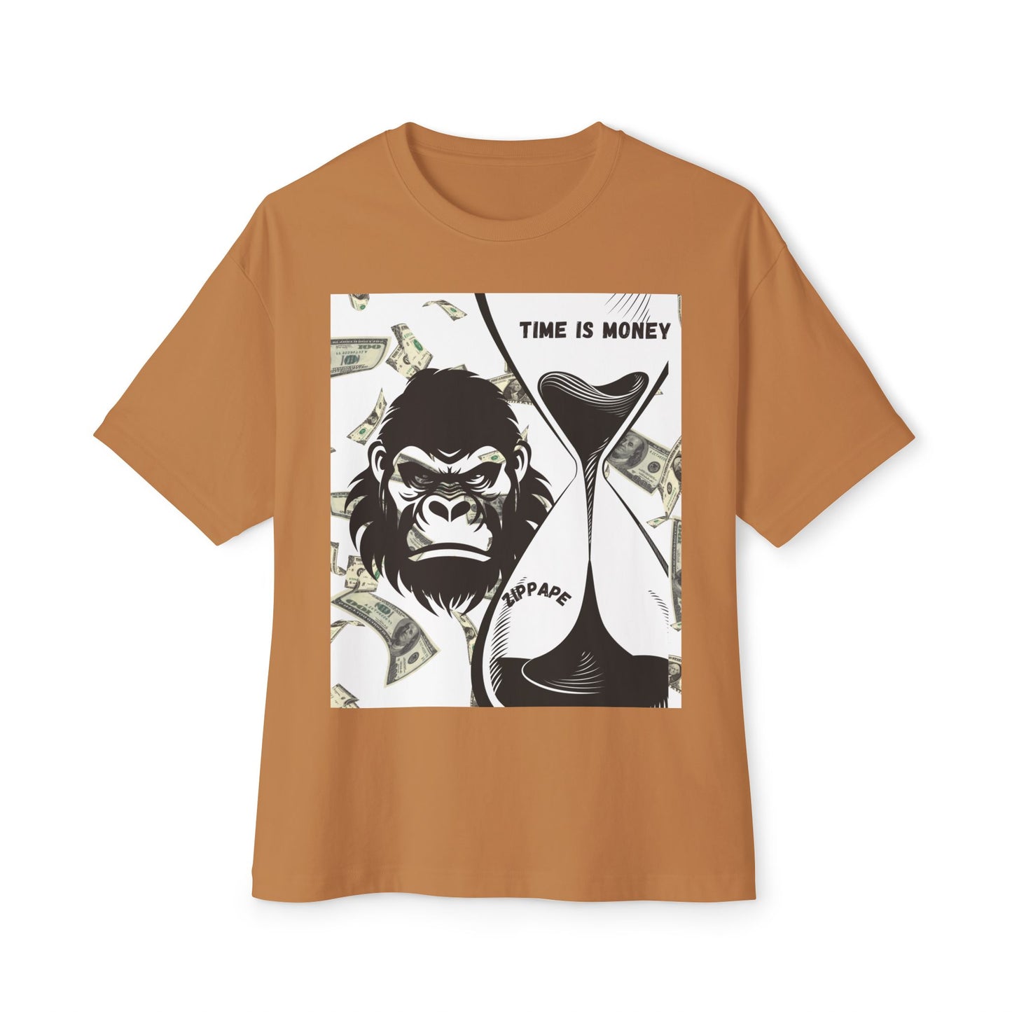 Trendy Gorilla Graphic Tee, Unisex Boxy Shirt for Casual Style, Time is Money Tee, Perfect Gift for Friends, Statement Streetwear