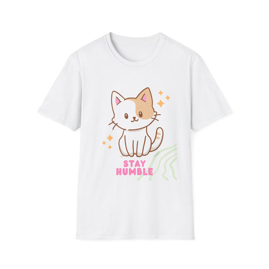 Cute Cat Stay Humble T-Shirt, Unisex Tee, Cat Lover Gift, Funny Pet Shirt, Gifts for Kids & Adults, Everyday Style