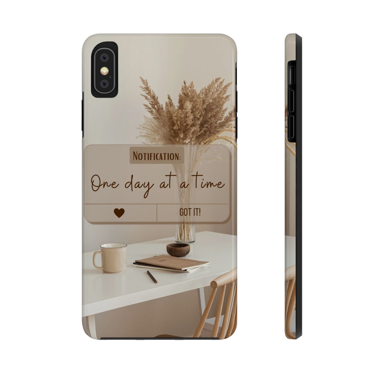 Motivational Tough Phone Cases - One Day at a Time, Durable Cases for Daily Inspiration, Gift for Students and Professionals
