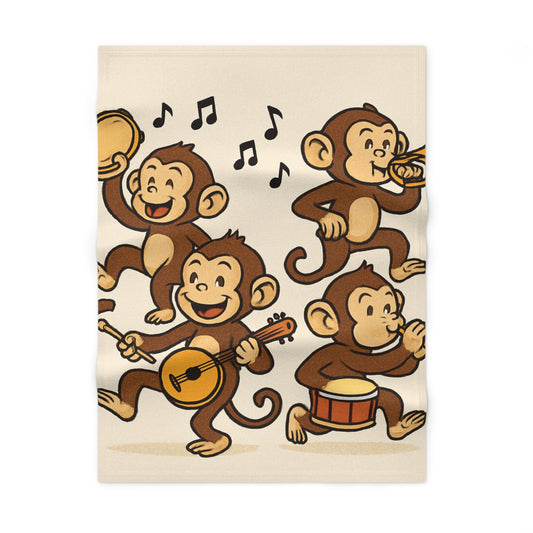 Musical Monkey Baby Blanket, Soft Fleece Blanket, Perfect Baby Gift, Nursery Decor, Baby Shower Gift, Animal Theme Blanket