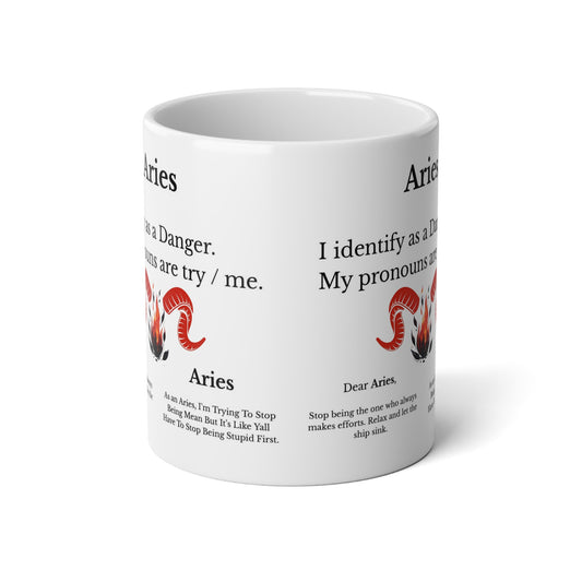 Aries Zodiac Traits Mug | 20oz Jumbo Coffee Mug with Ram Illustration