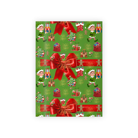 Christmas Elves Pattern Gift Wrapping Paper Roll | Holiday Wrap