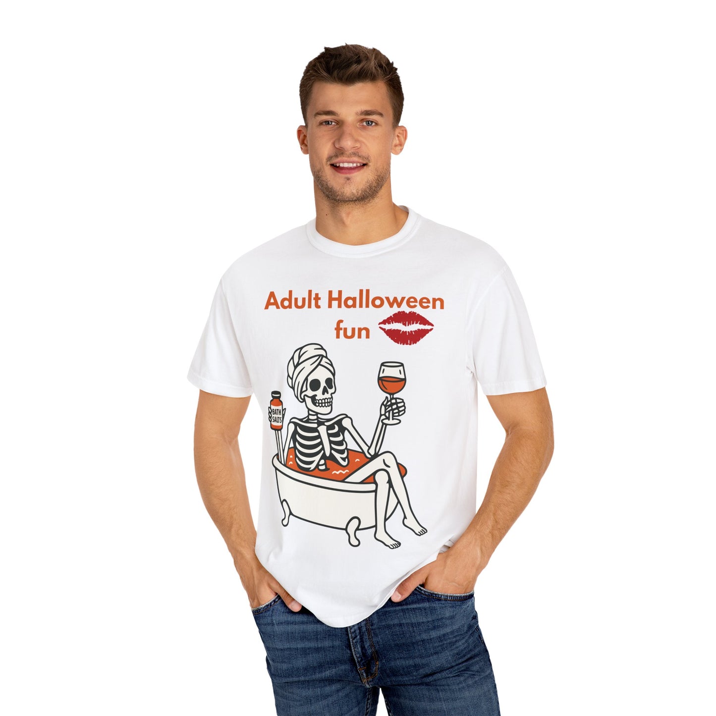 Halloween Skeleton Tee, Unisex Halloween T-shirt, Adult Fun Shirt, Funny Halloween Gift, Spooky Chill Vibes