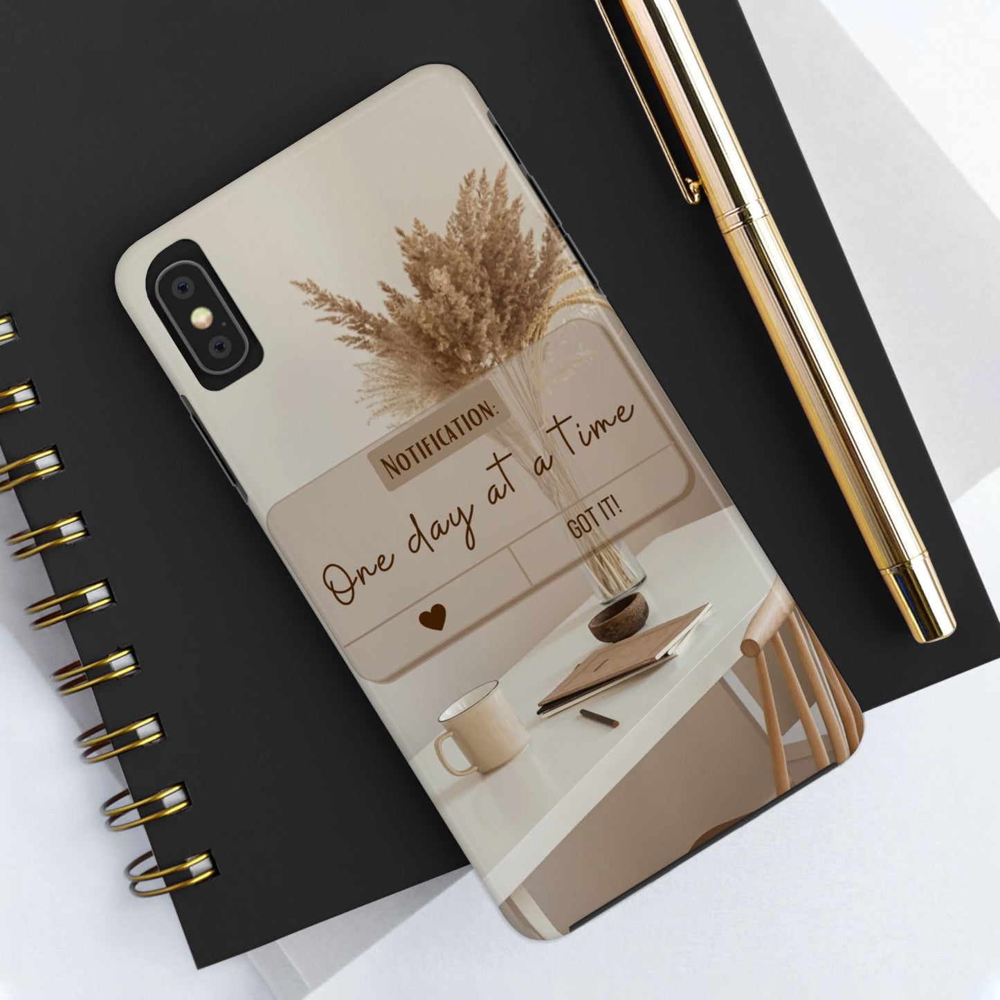 Motivational Tough Phone Cases - One Day at a Time, Durable Cases for Daily Inspiration, Gift for Students and Professionals