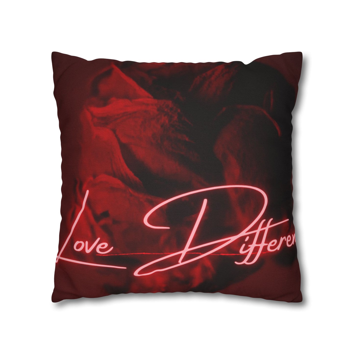 Romantic Neon Quote Pillowcase, Love Different Decor, Cozy Home Accessory, Gift for Couples, Bedroom Decor, Valentine's Day Decoration