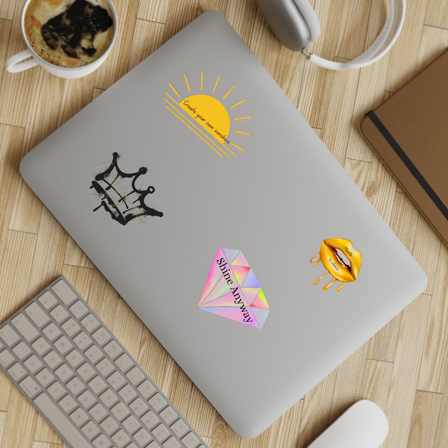 Holographic Sticker Sheet Bundle - Create Your Own Sunshine, Shine Anyway, Crown & Diamond Designs, Decorative Stickers for Journals, [...]
